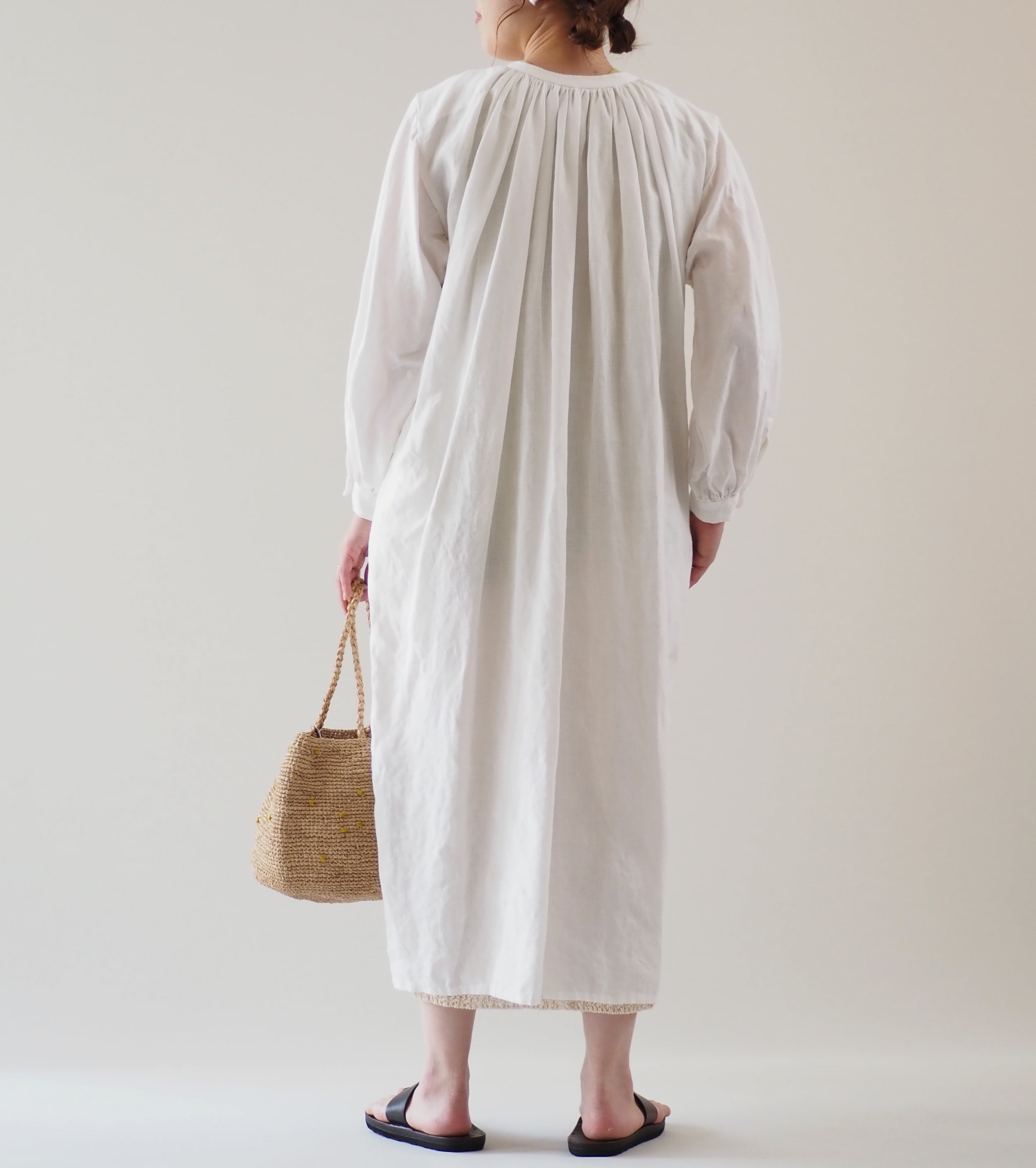 YAECA CANVAS DESIGN Gathered Dress ,White