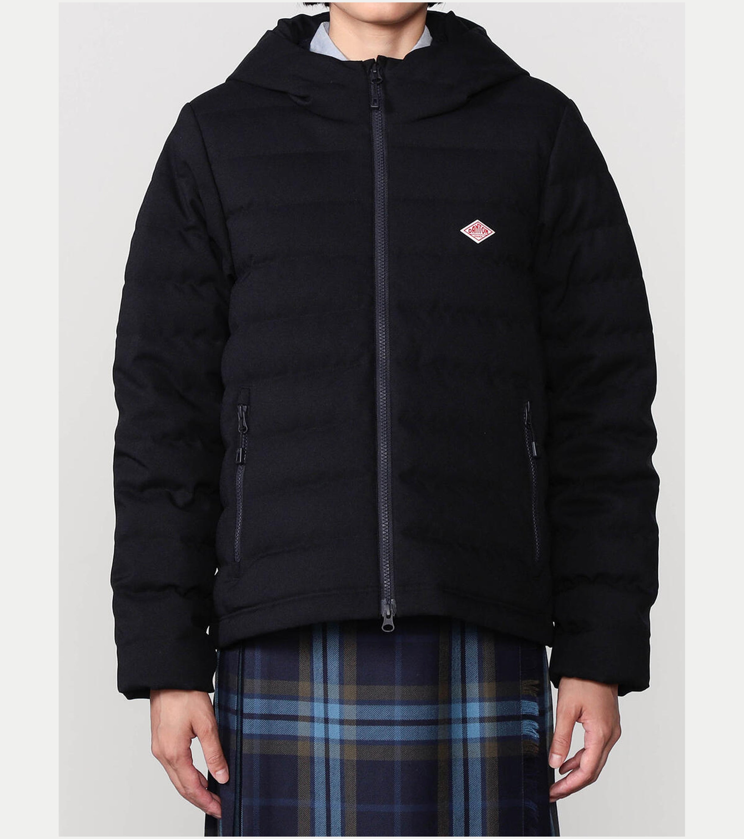 DANTON Wool-like Polyester Middle Down Hooded Jacket, Navy
