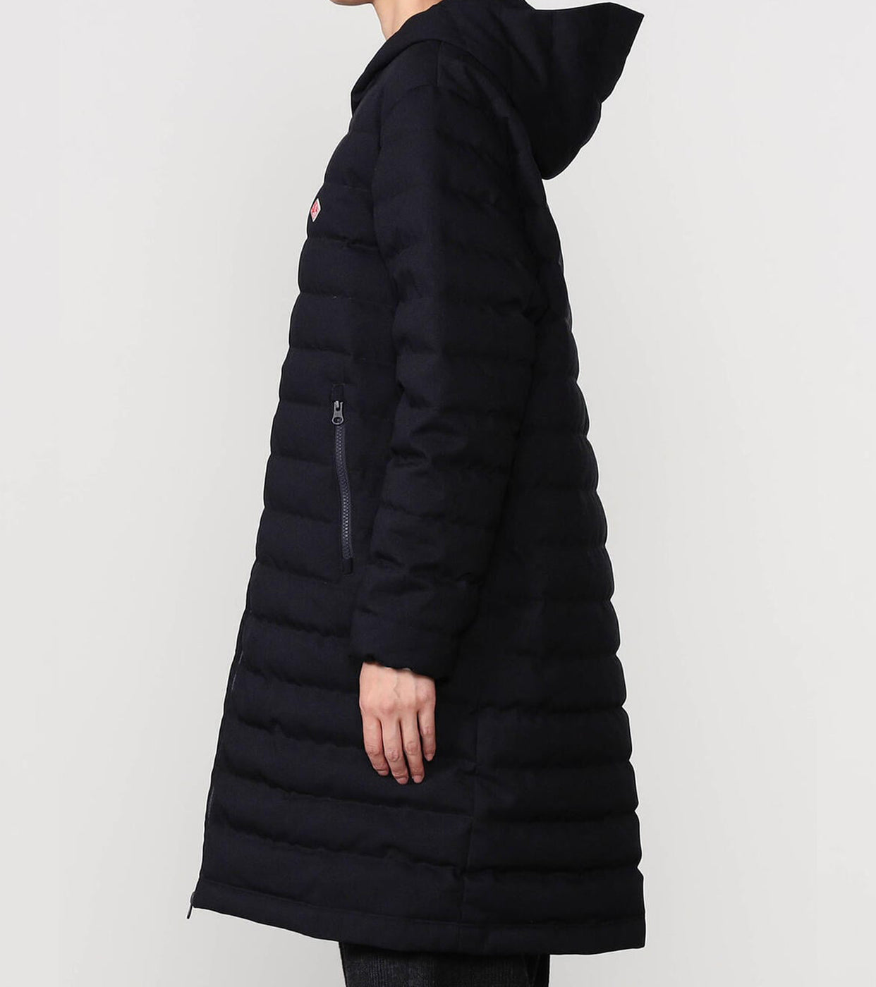 DANTON Wool like Polyester Middle Down Hooded Jacket, Navy