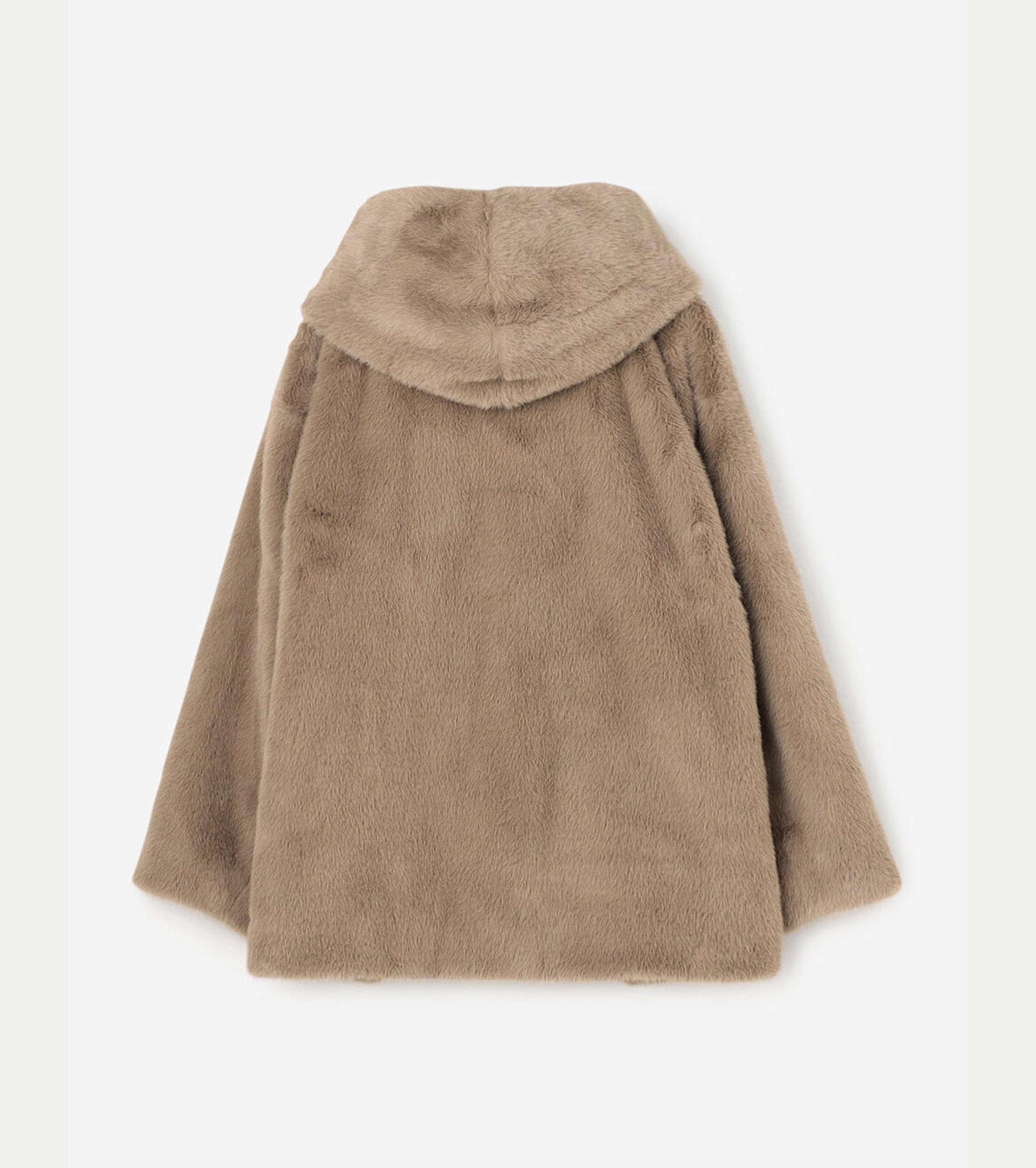 LE GLAZIK Eco Fur Hooded Short Coat,Beige