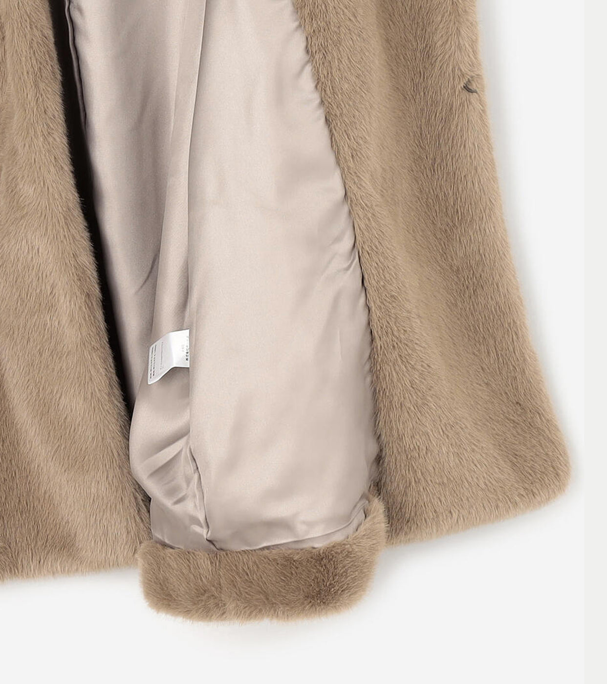 LE GLAZIK Eco Fur Hooded Short Coat,Beige
