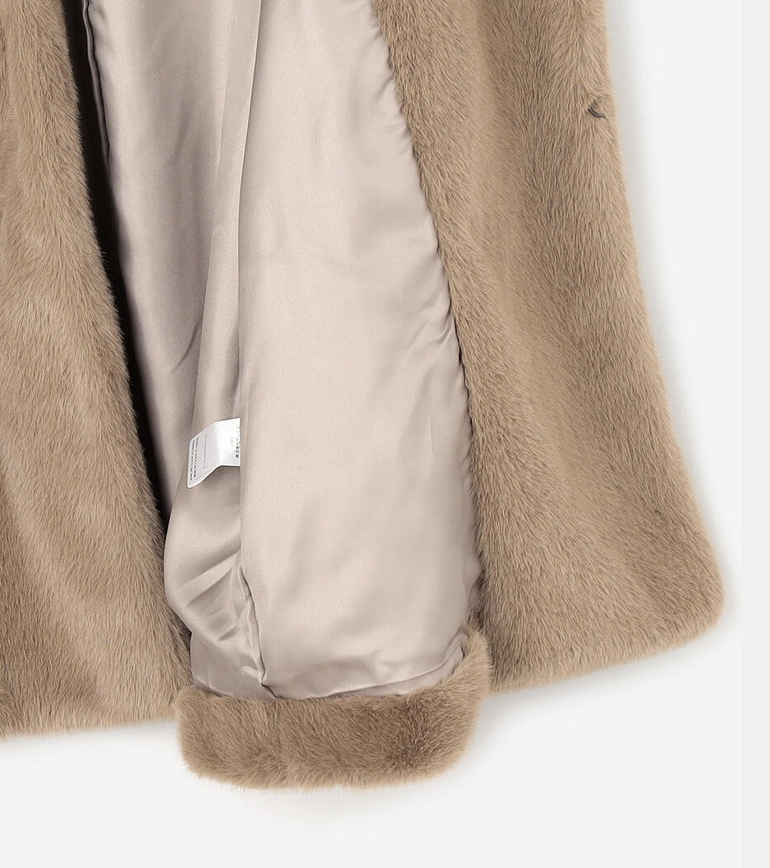 LE GLAZIK Eco Fur Hooded Short Coat,Beige