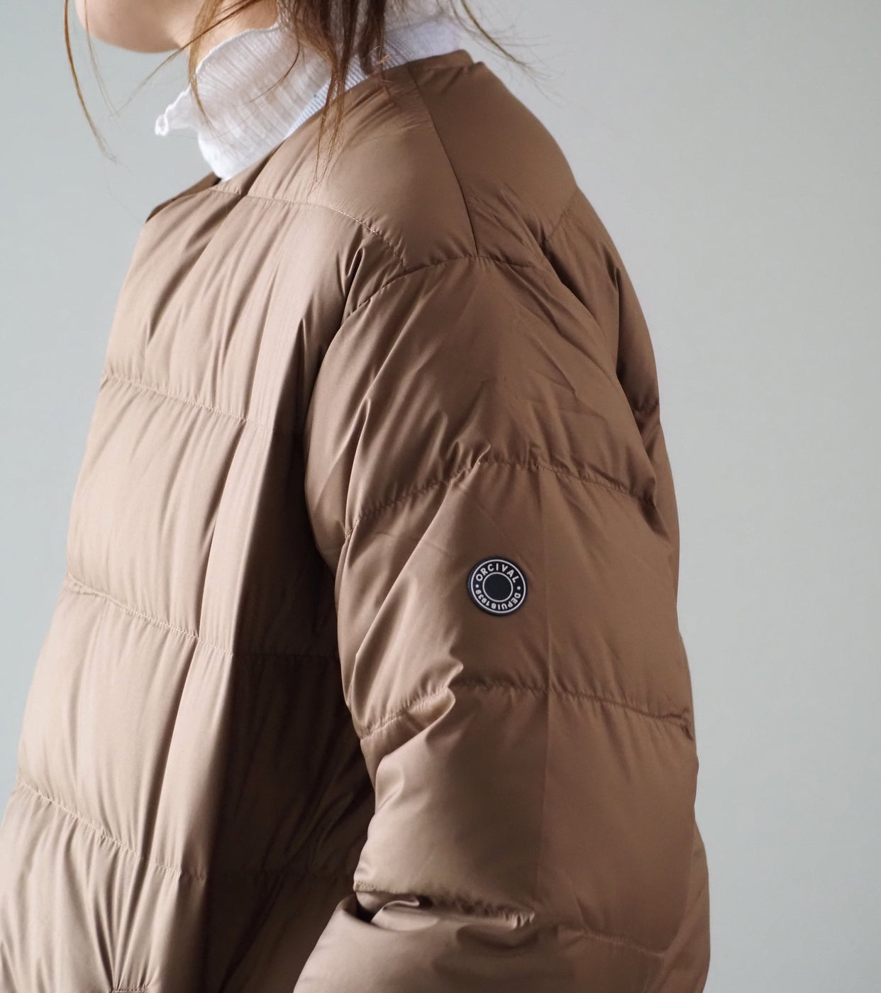 ORCIVAL Round Neck Long Coat , Camel