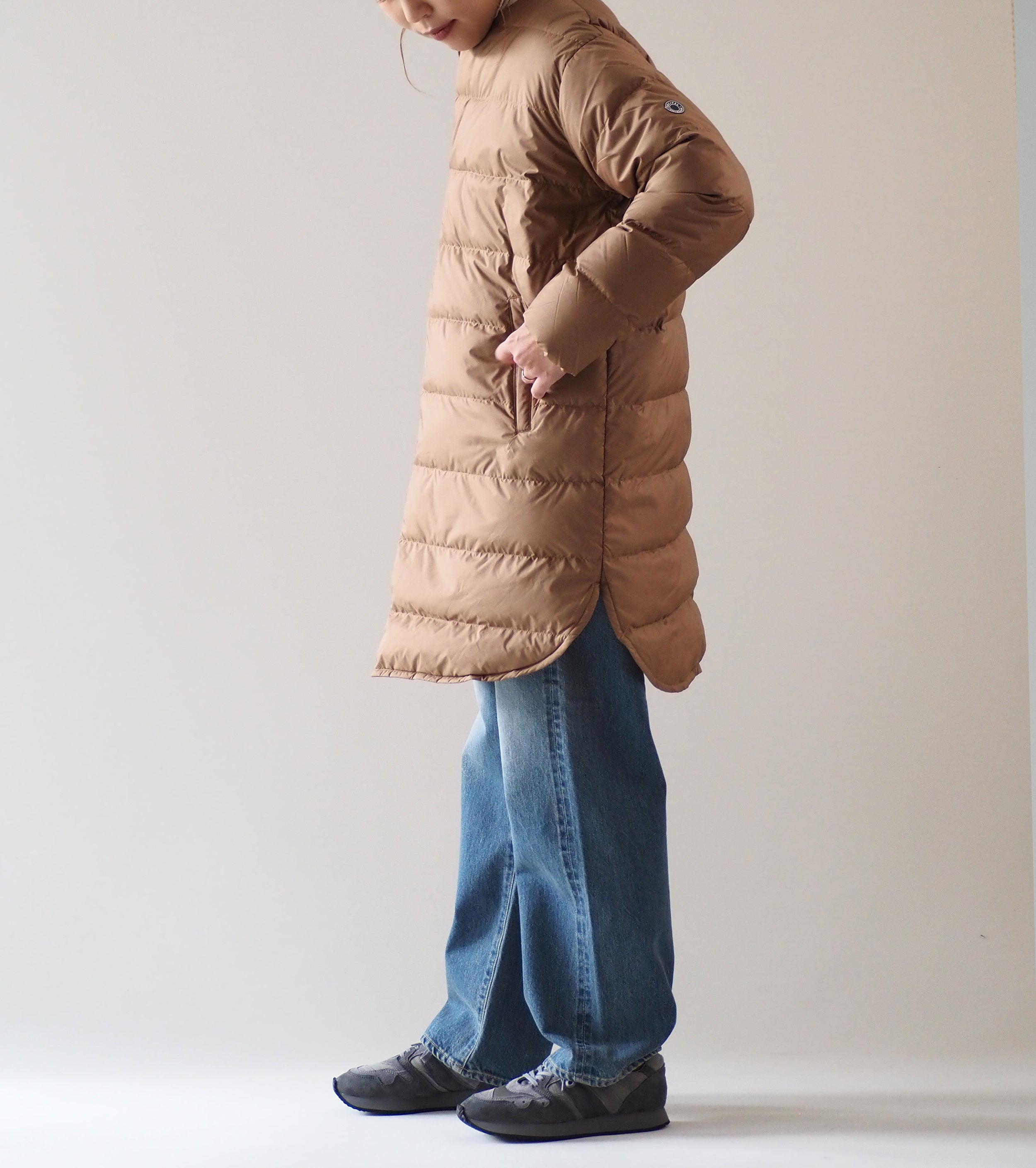 ORCIVAL Round Neck Long Coat , Camel