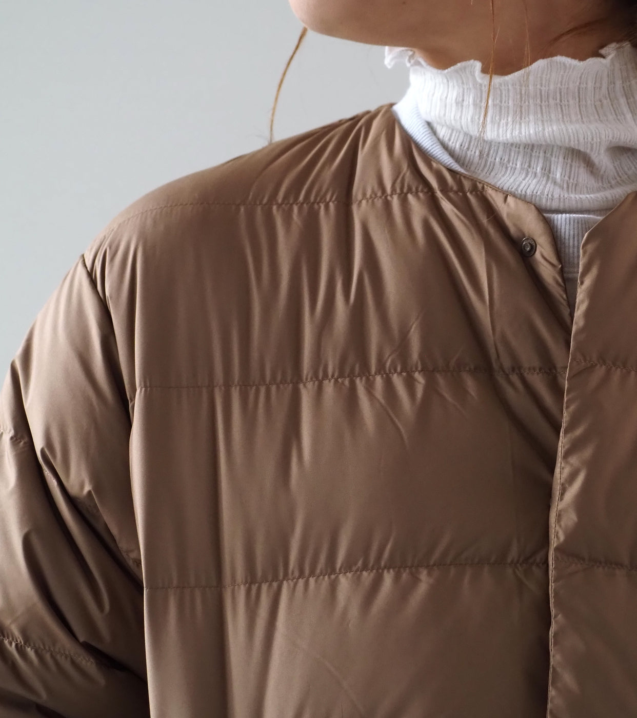 ORCIVAL Round Neck Long Coat , Camel