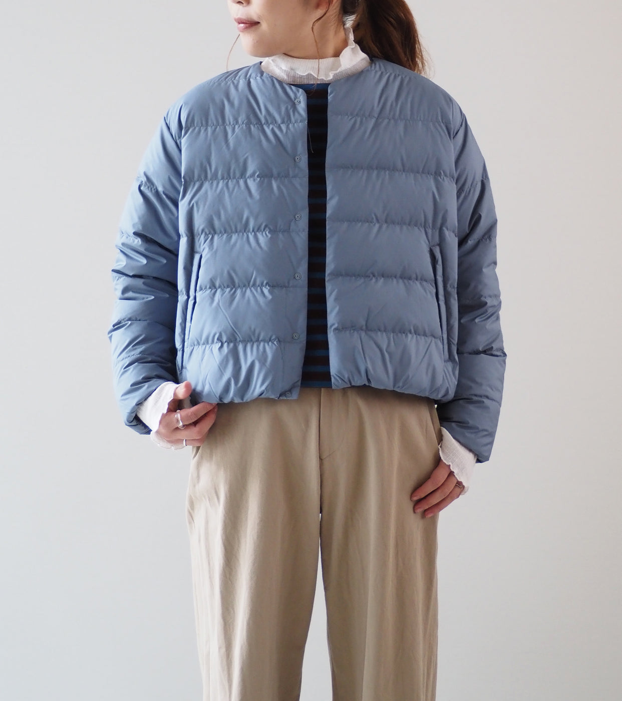 ORCIVAL ROUND NECK BLOUSON , Dusty Blue