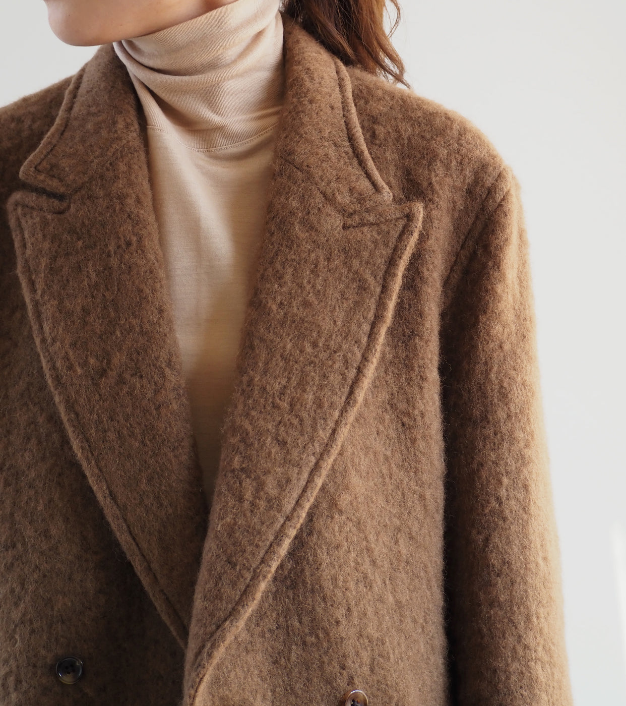 blurhms Wool Shaggy Chester Coat,Camel Brown