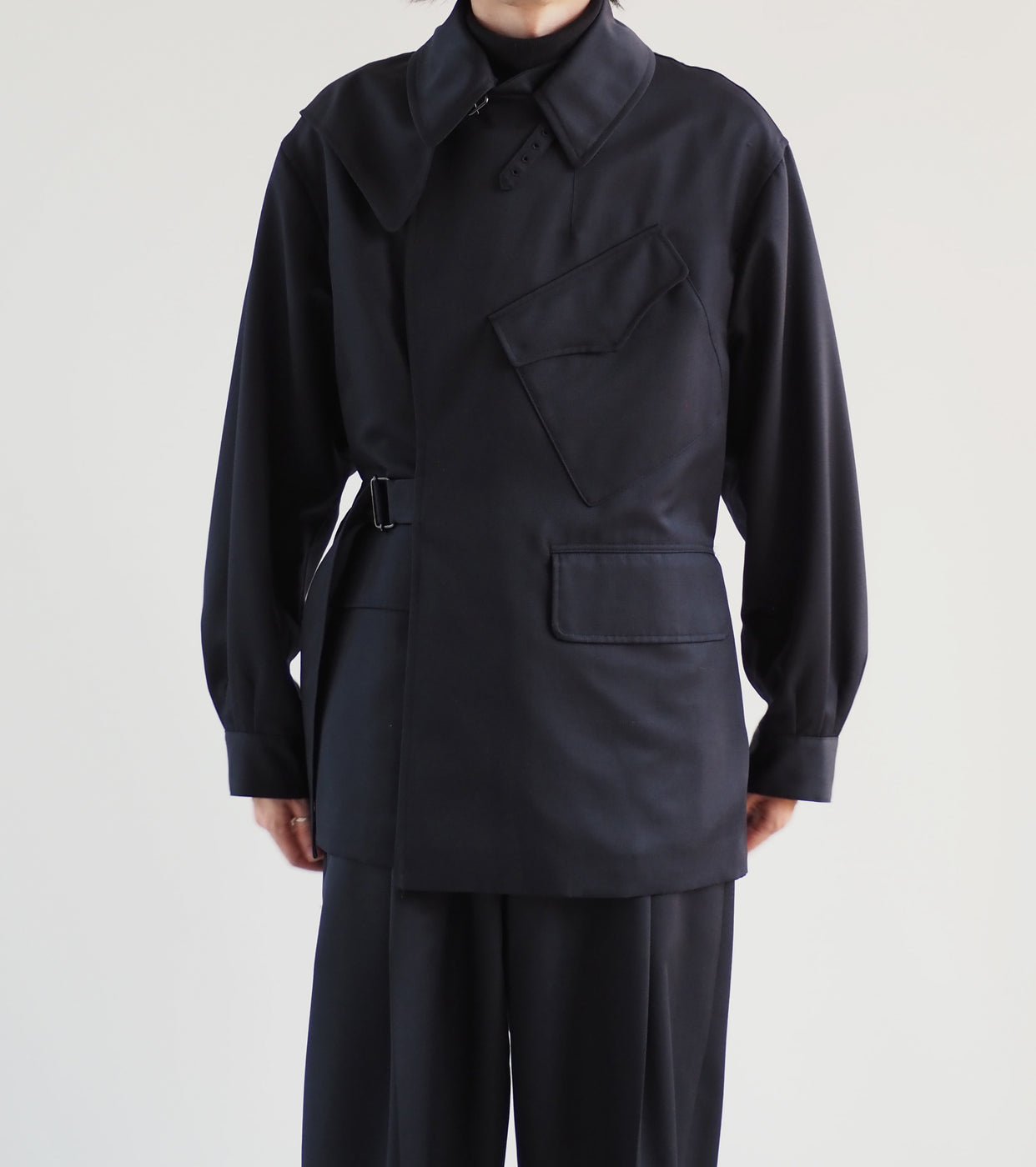 blurhms Wool Mohair Motorcycle Jacket,Dark Navy