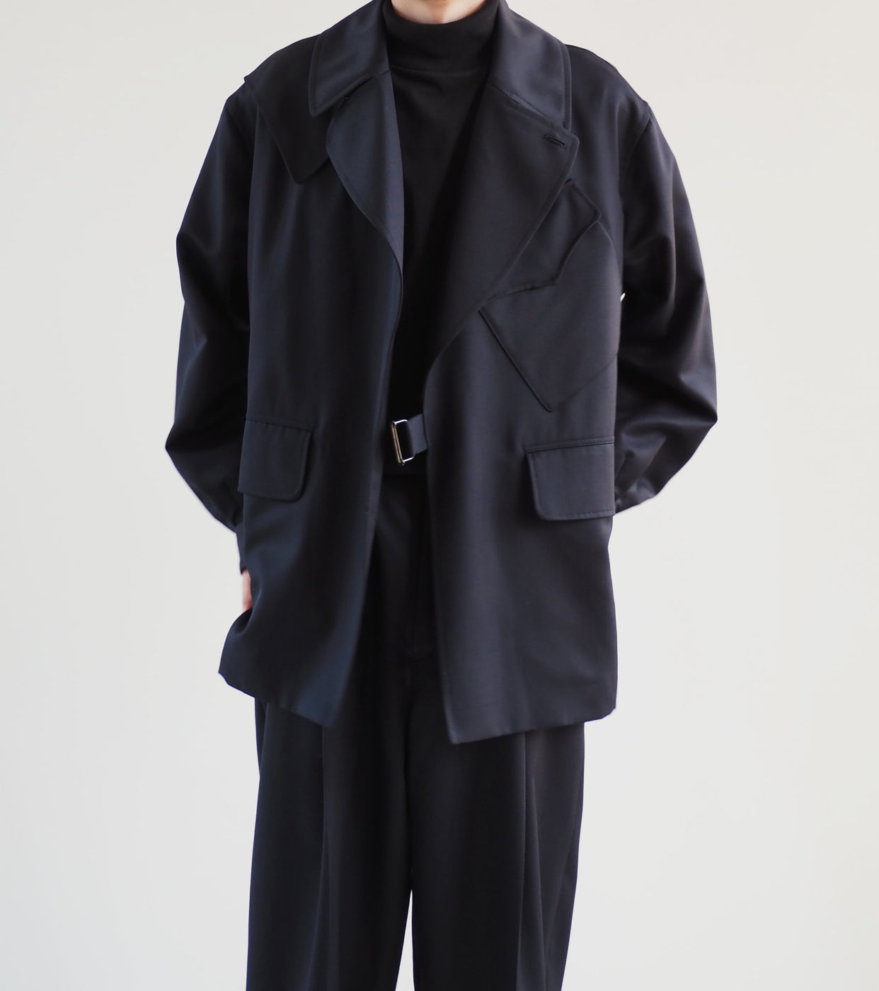 blurhms Wool Mohair Motorcycle Jacket,Dark Navy