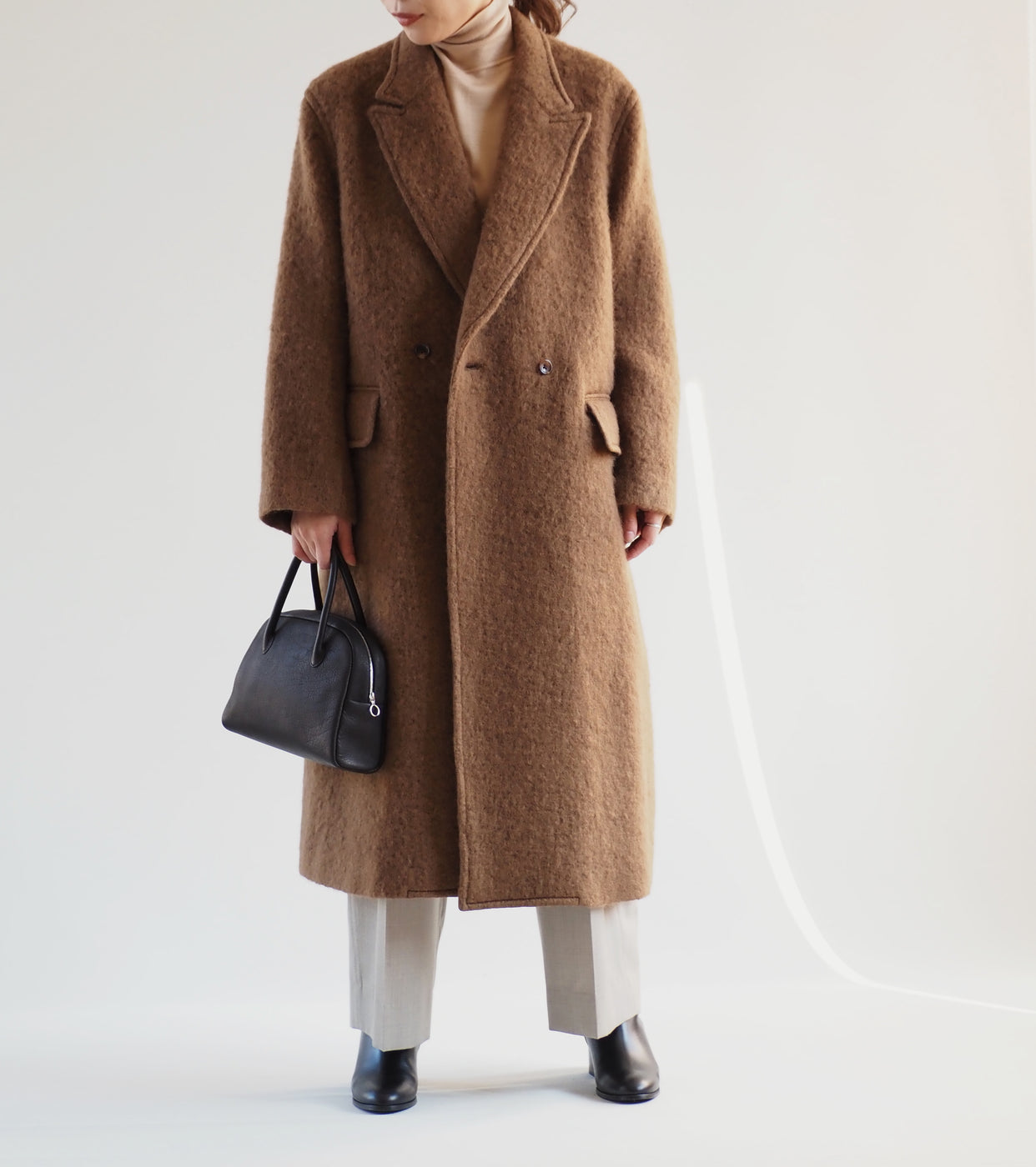 blurhms Wool Shaggy Chester Coat,Camel Brown