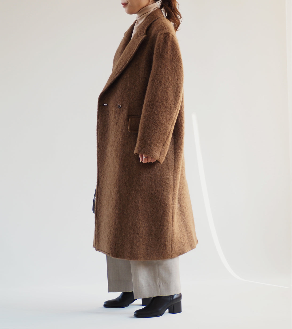 blurhms Wool Shaggy Chester Coat,Camel Brown