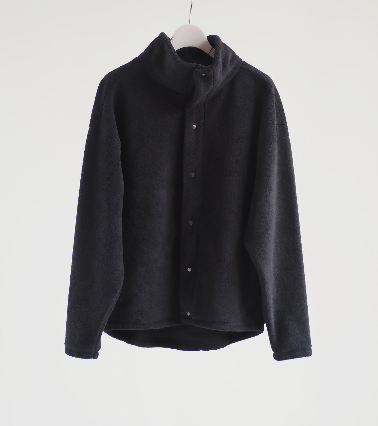 ALWEL FLEECE BUTTON JACKET,Black