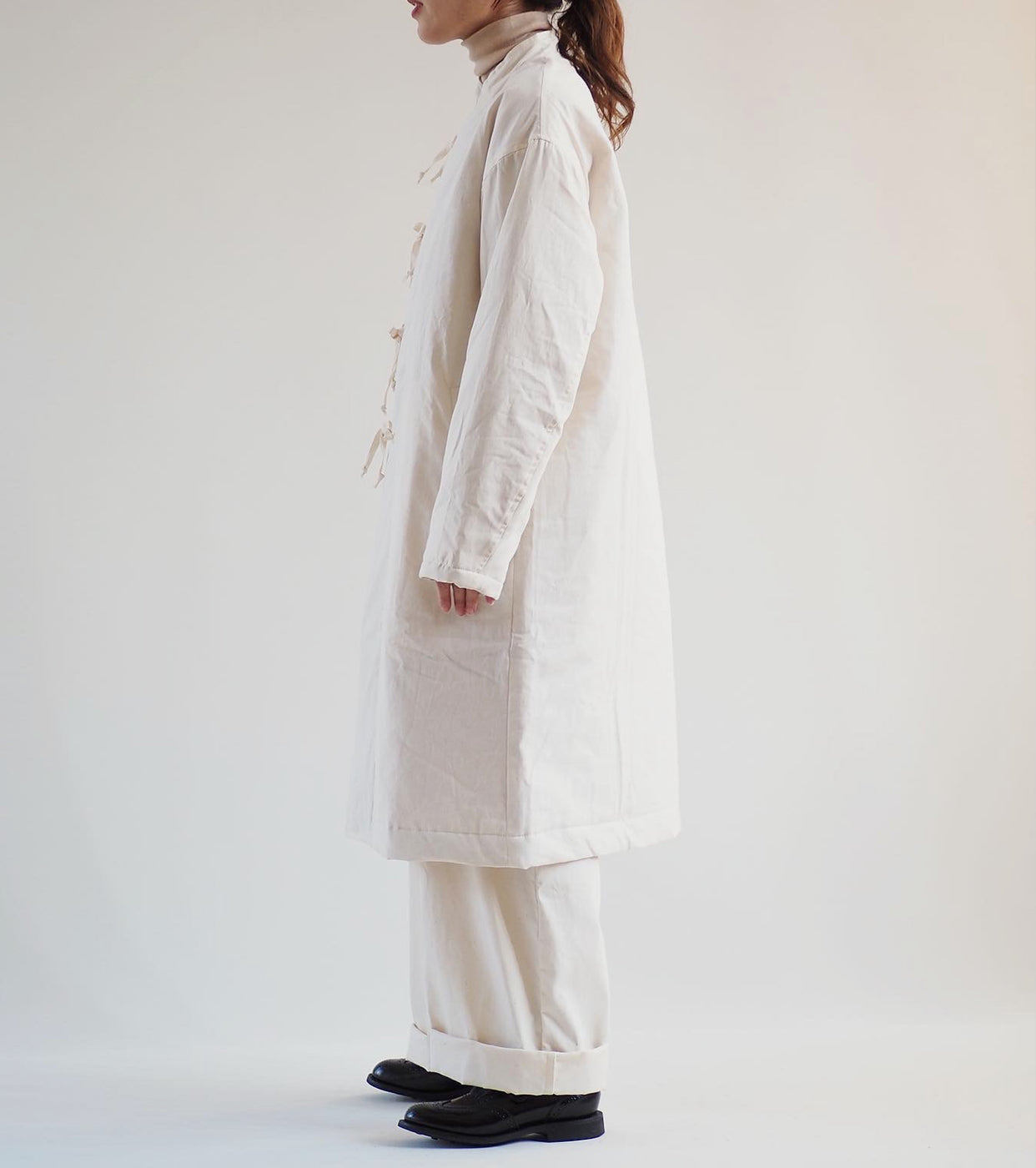 Yarmo Quilting Wide Wrap Coat,Natural