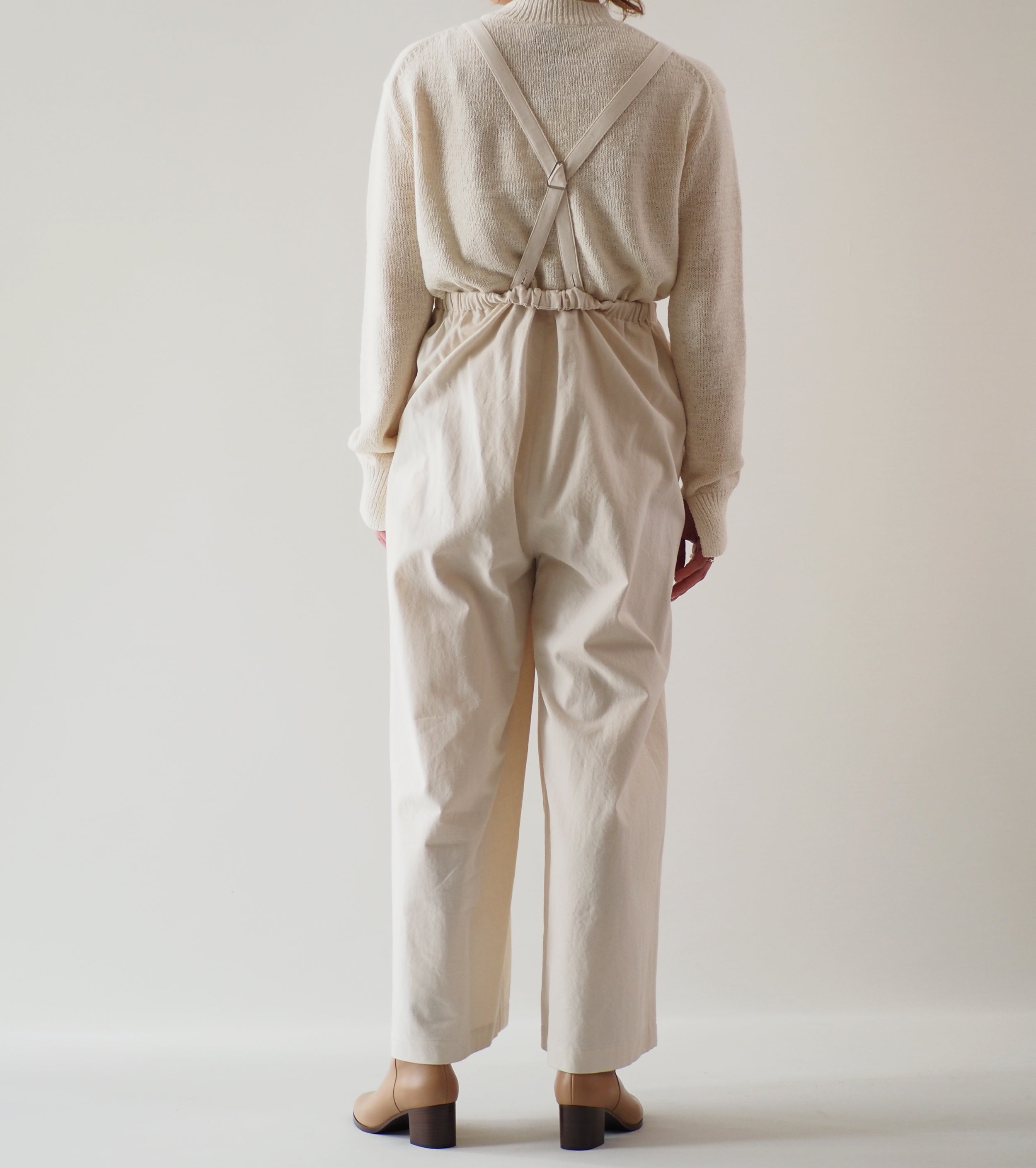 blurhms  Light-oz Denim Suspender Wide Pants, Ivory
