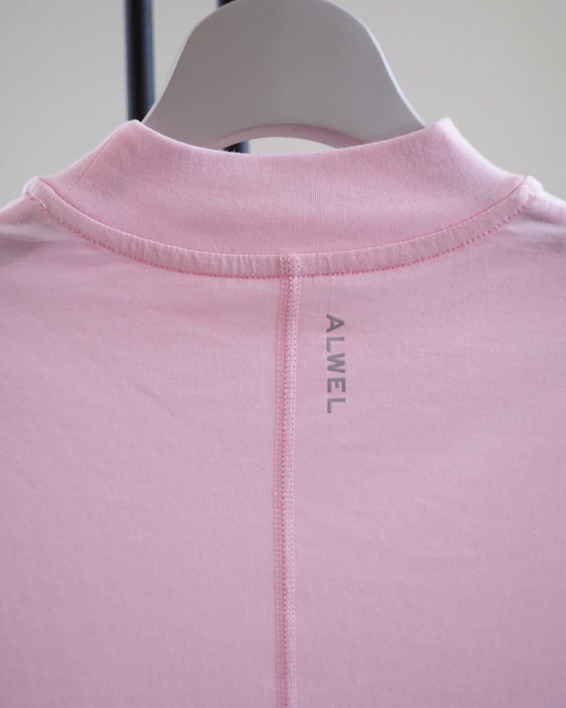 Mock Neck 3/4 Sleeve Tee,Candy Pink