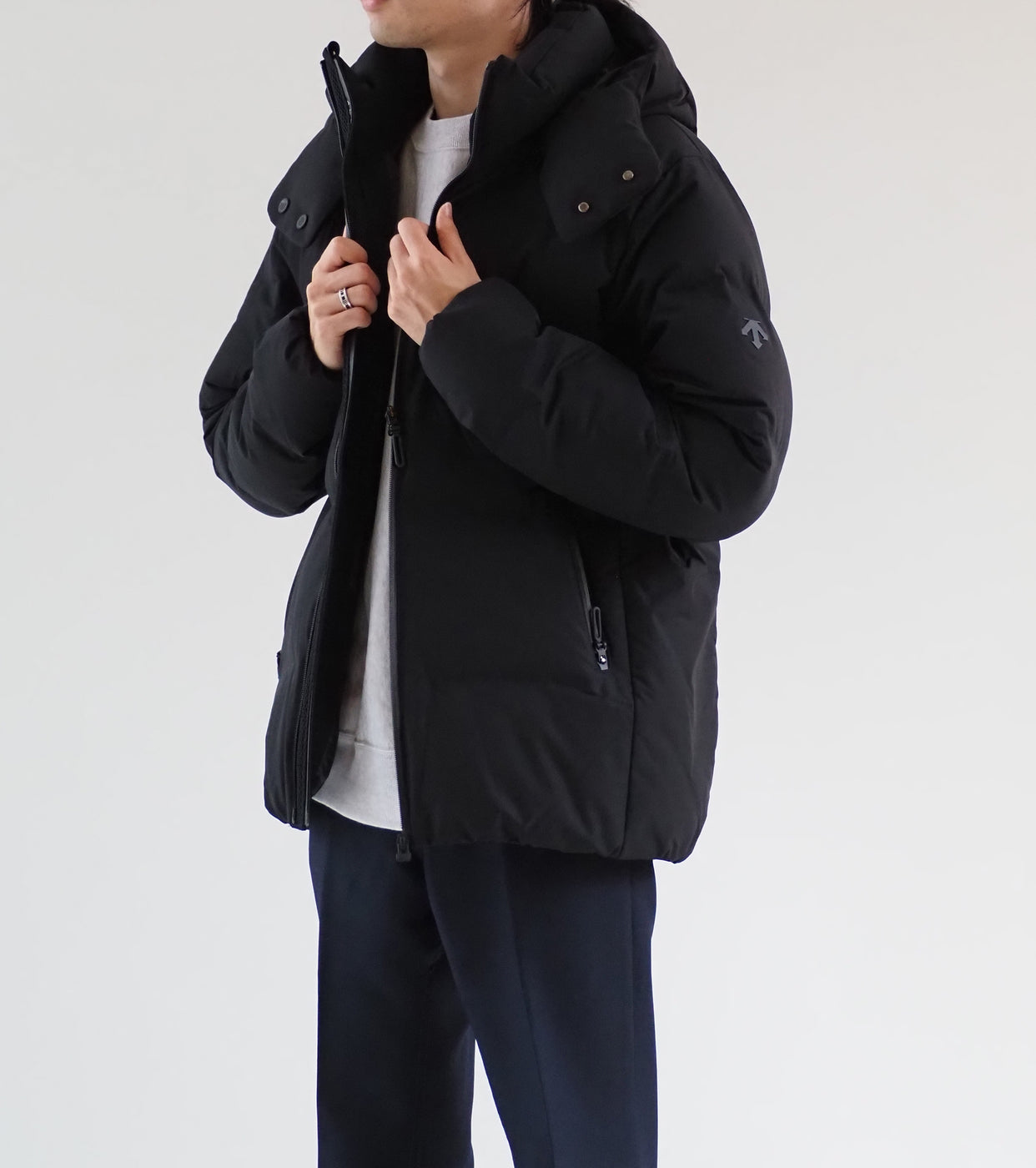 MIZUSAWA DOWN JACKET "ANCHOR",Black