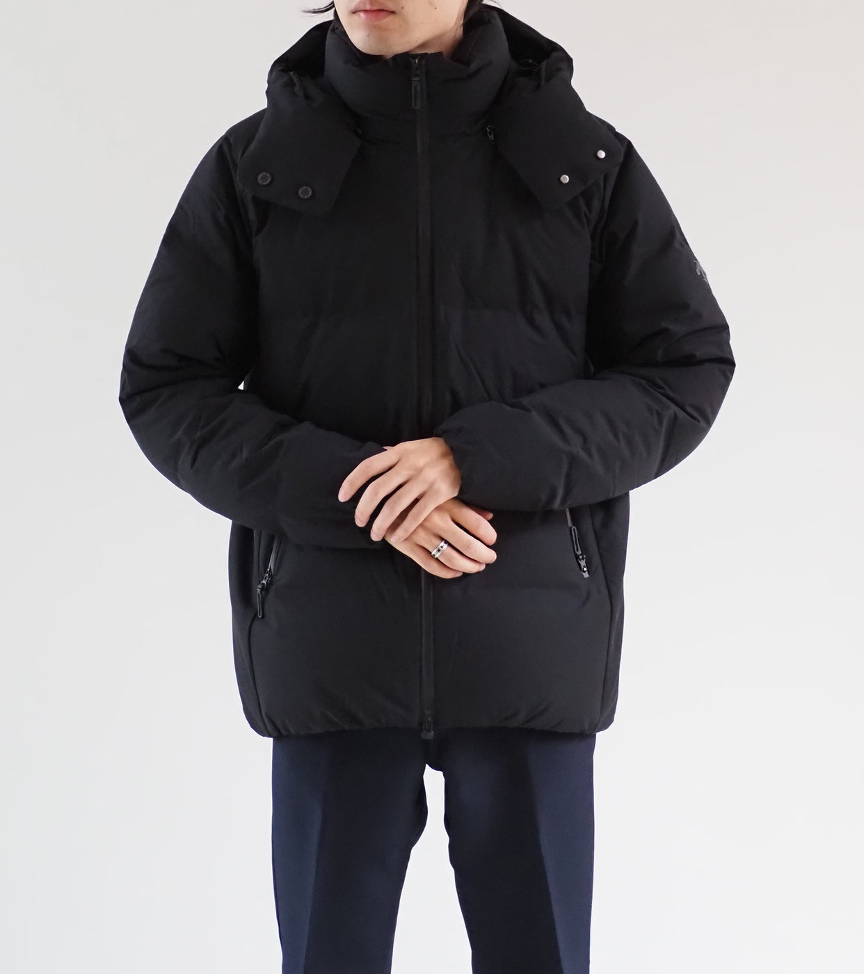 MIZUSAWA DOWN JACKET "ANCHOR",Black