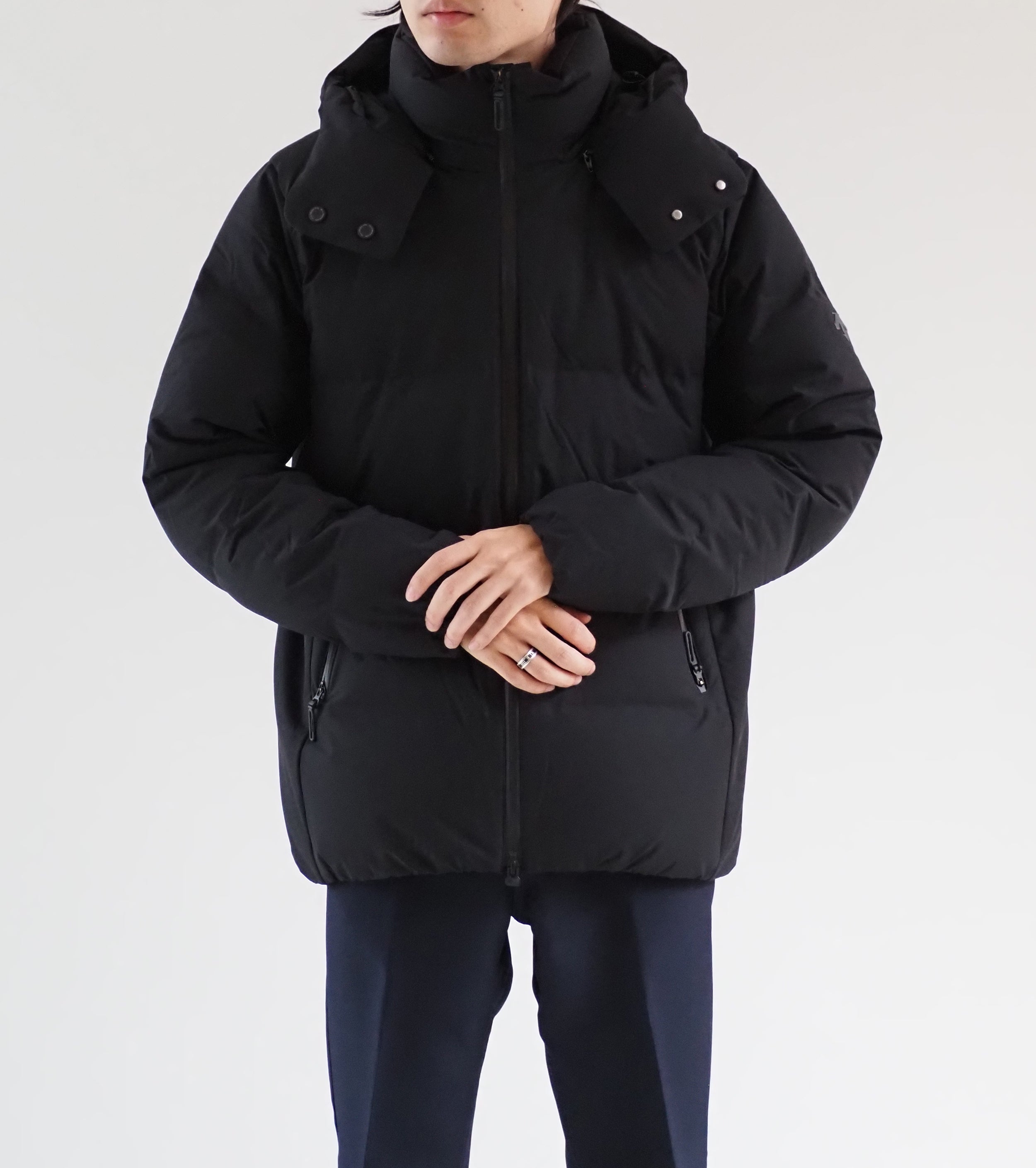 MIZUSAWA DOWN JACKET "ANCHOR",Black