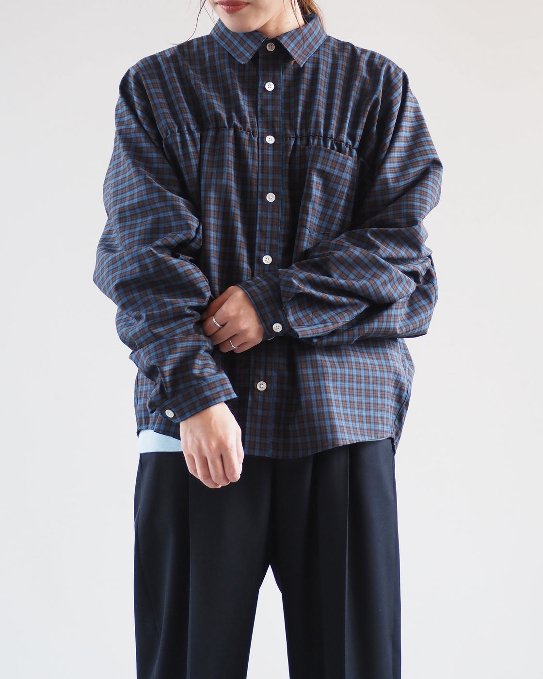 Puckering Shirt, Blue Check