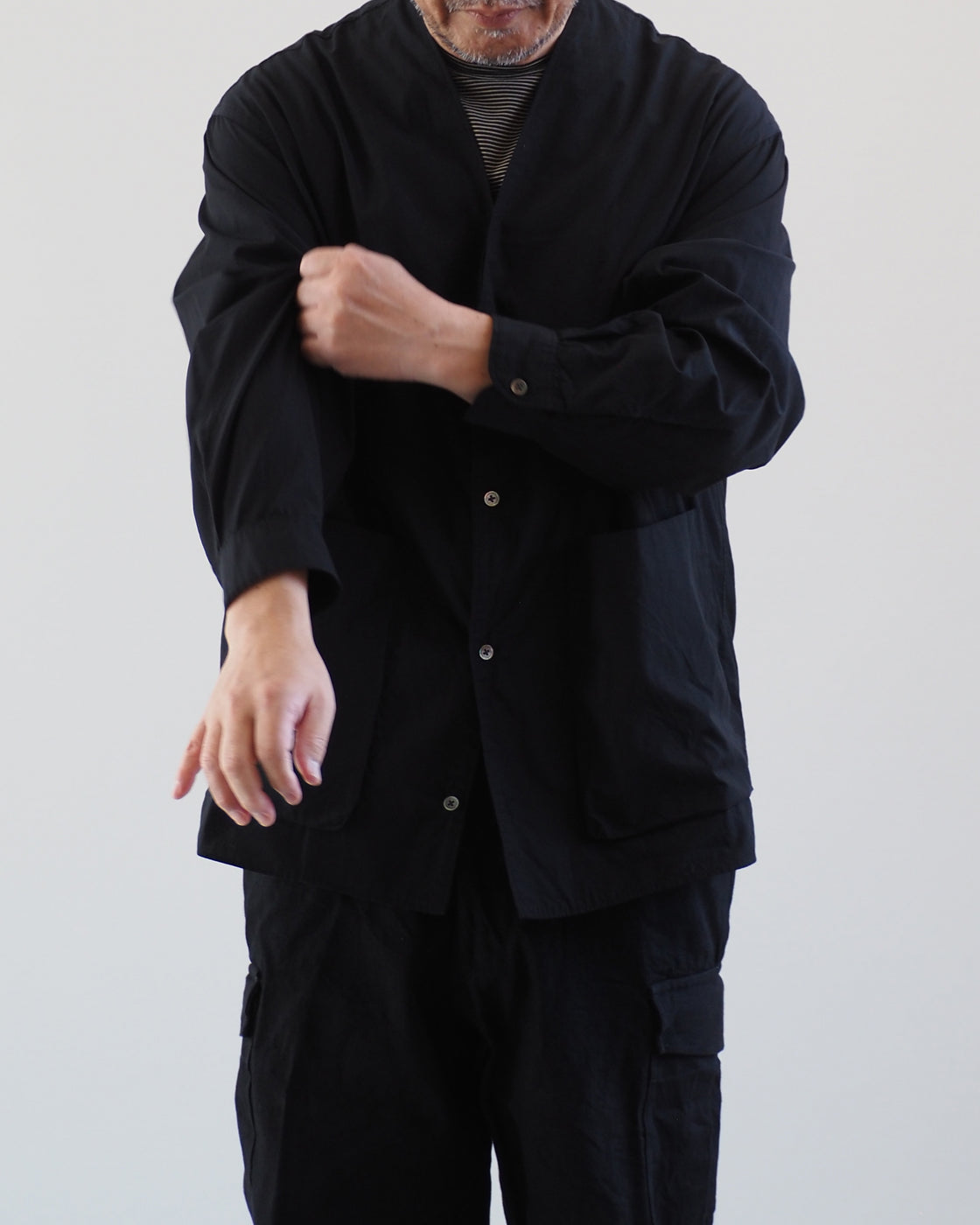 Chambray Cardigan Shirt OliveBeige