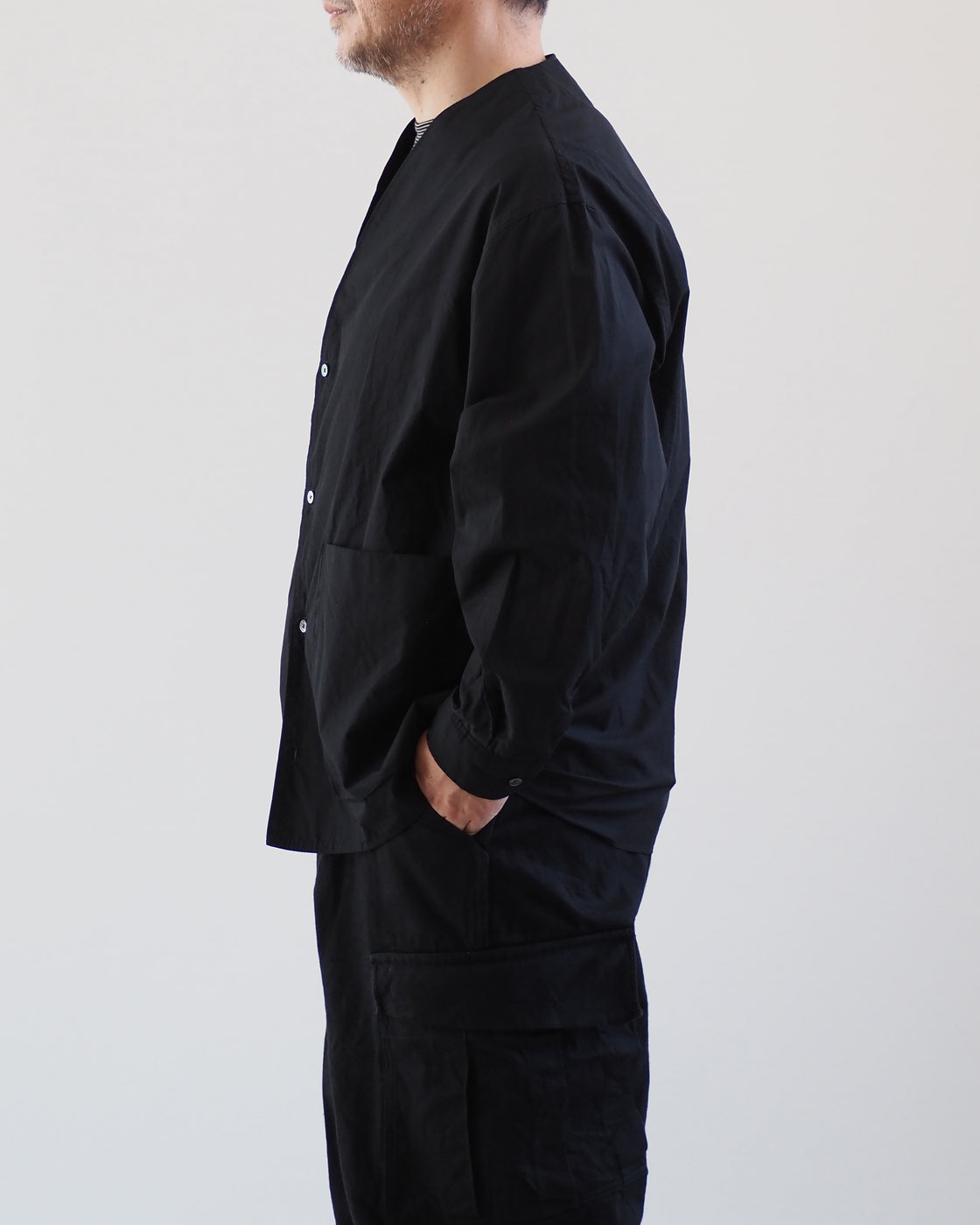 Chambray Cardigan Shirt OliveBeige