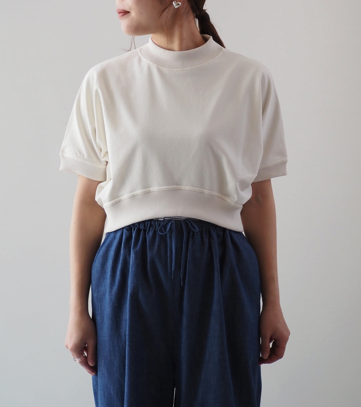 ALWEL Cropped Crew Poncho,Cloud Cream