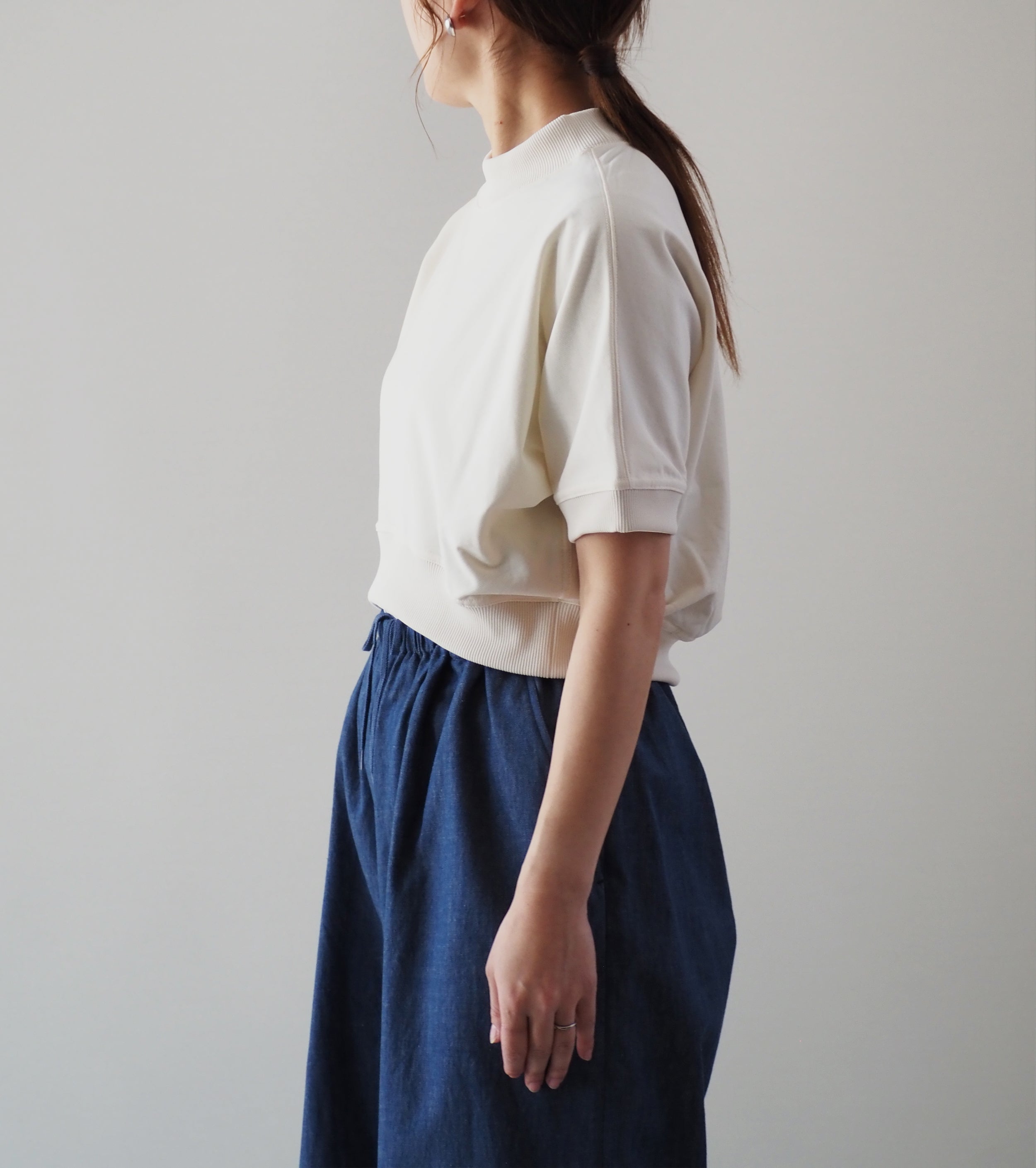 ALWEL Cropped Crew Poncho,Cloud Cream