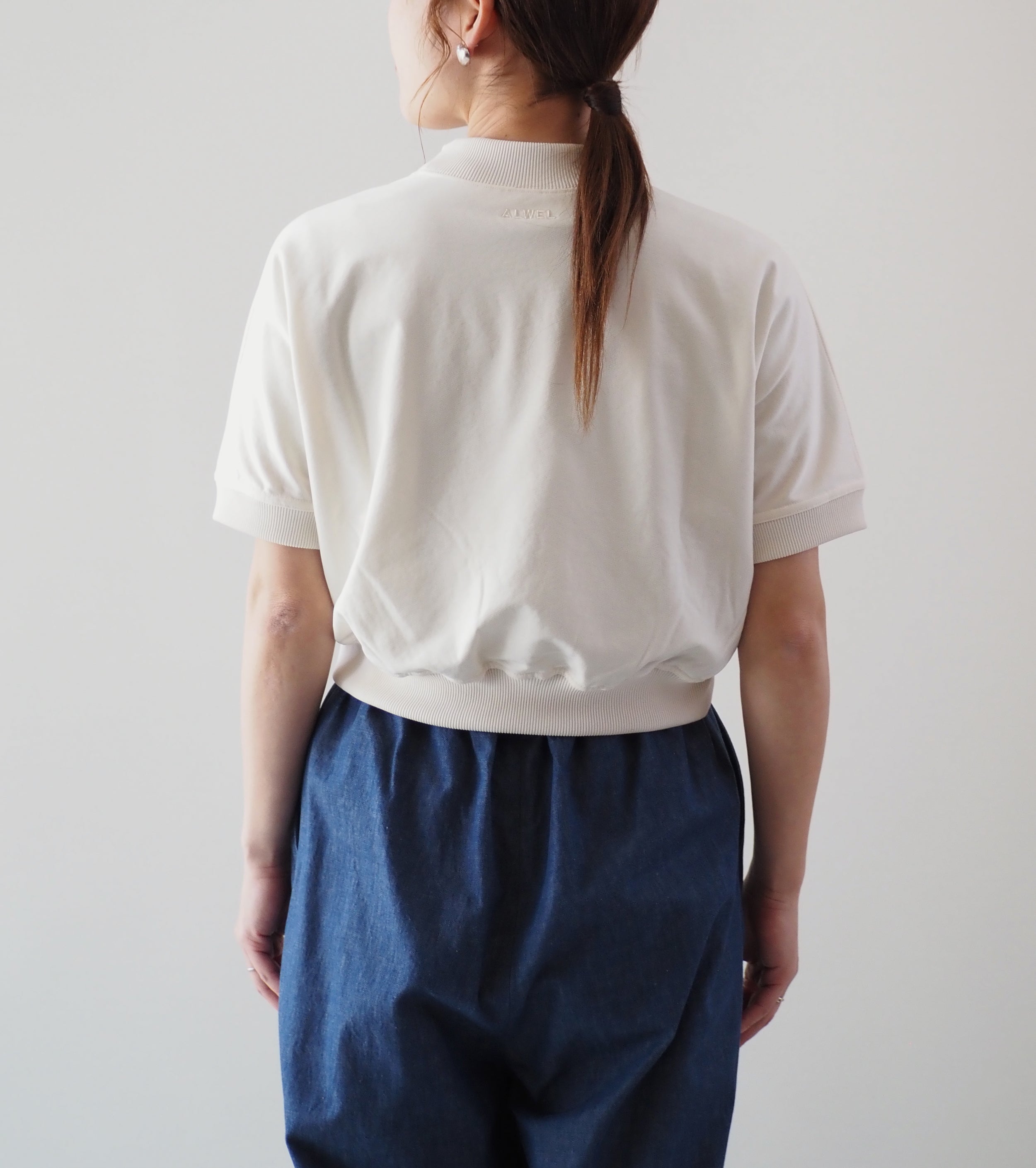ALWEL Cropped Crew Poncho,Cloud Cream
