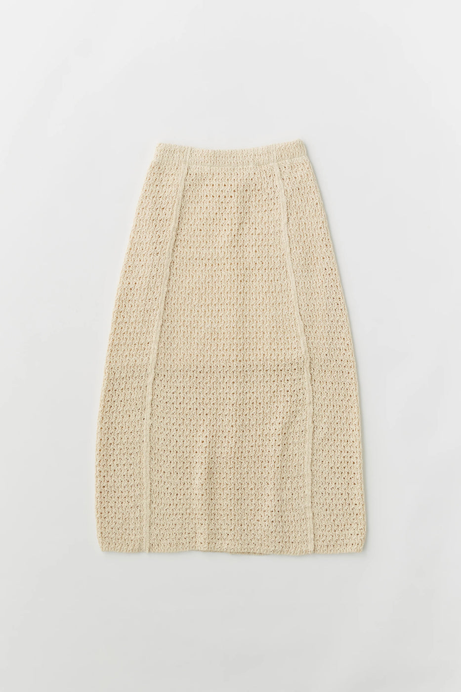 Unfil double honeycomb mesh knit skirt, Ecru
