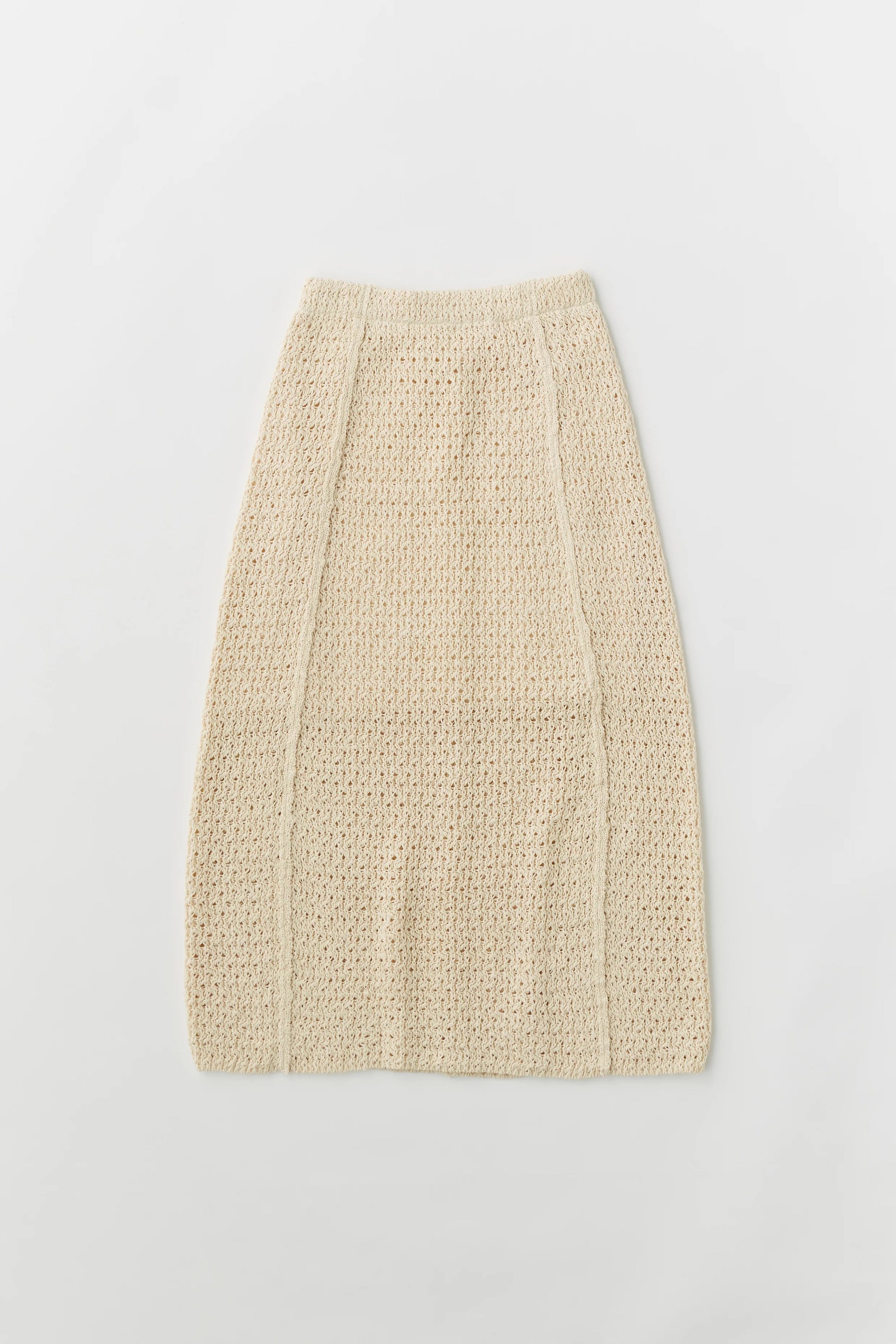 Unfil double honeycomb mesh knit skirt, Ecru