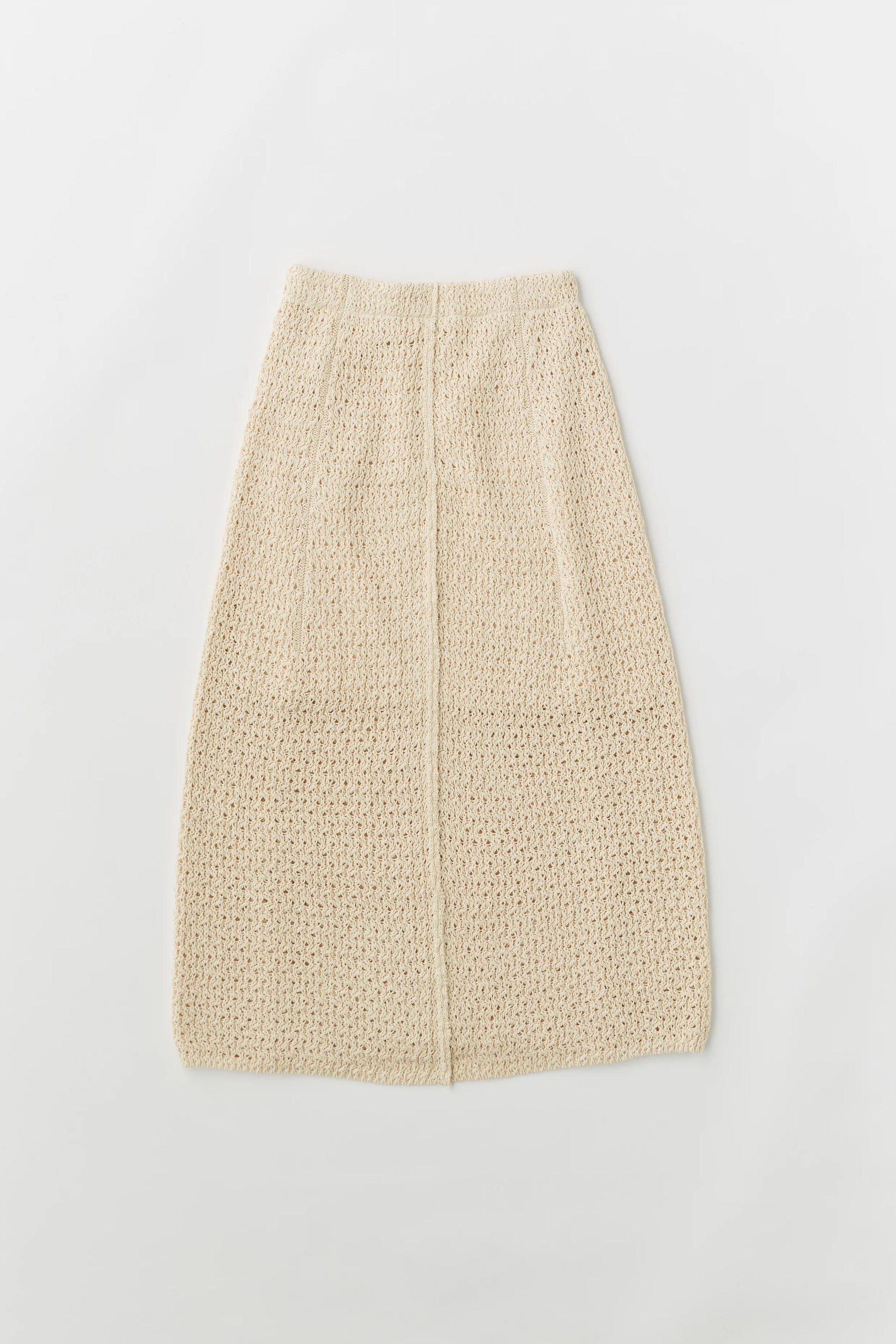 Unfil double honeycomb mesh knit skirt, Ecru