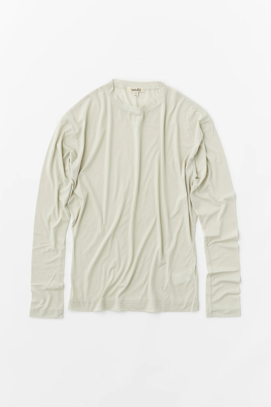 Unfil twisted cotton sheer jersey long sleeve Tee, Fog Green