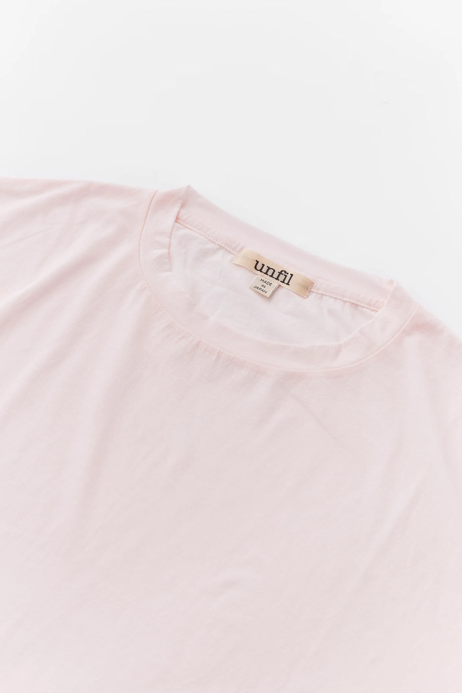 Unfil twisted cotton sheer jersey long sleeve Tee, Creamy Pink