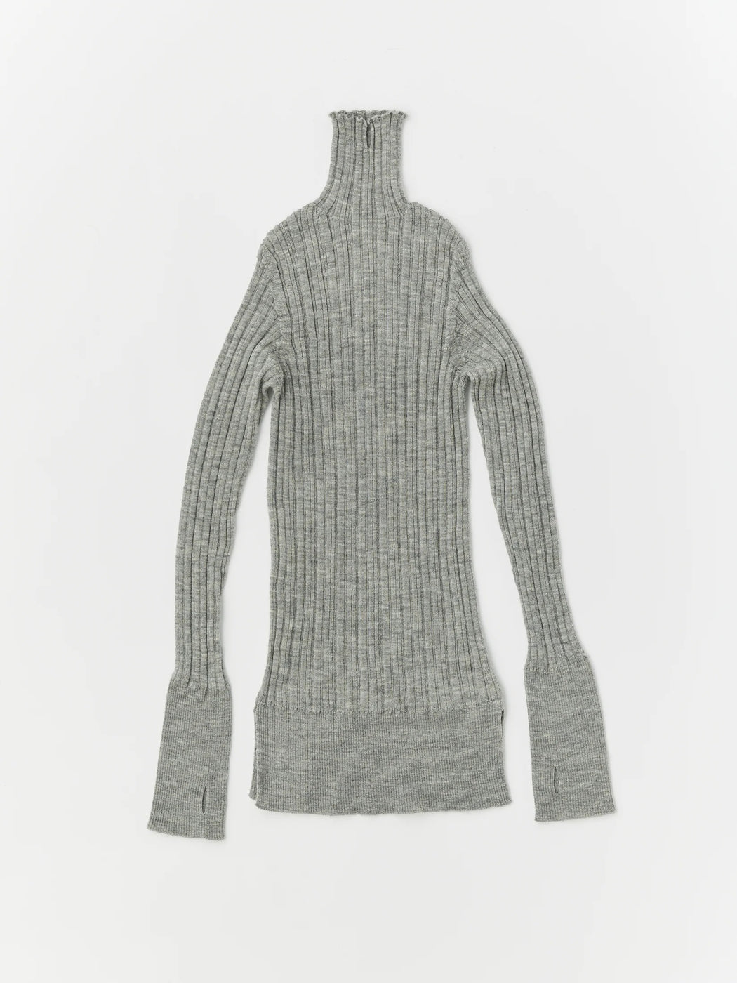 Unfil royal baby alpaca random ribbed-knit high-neck sweater ,Melange Gray