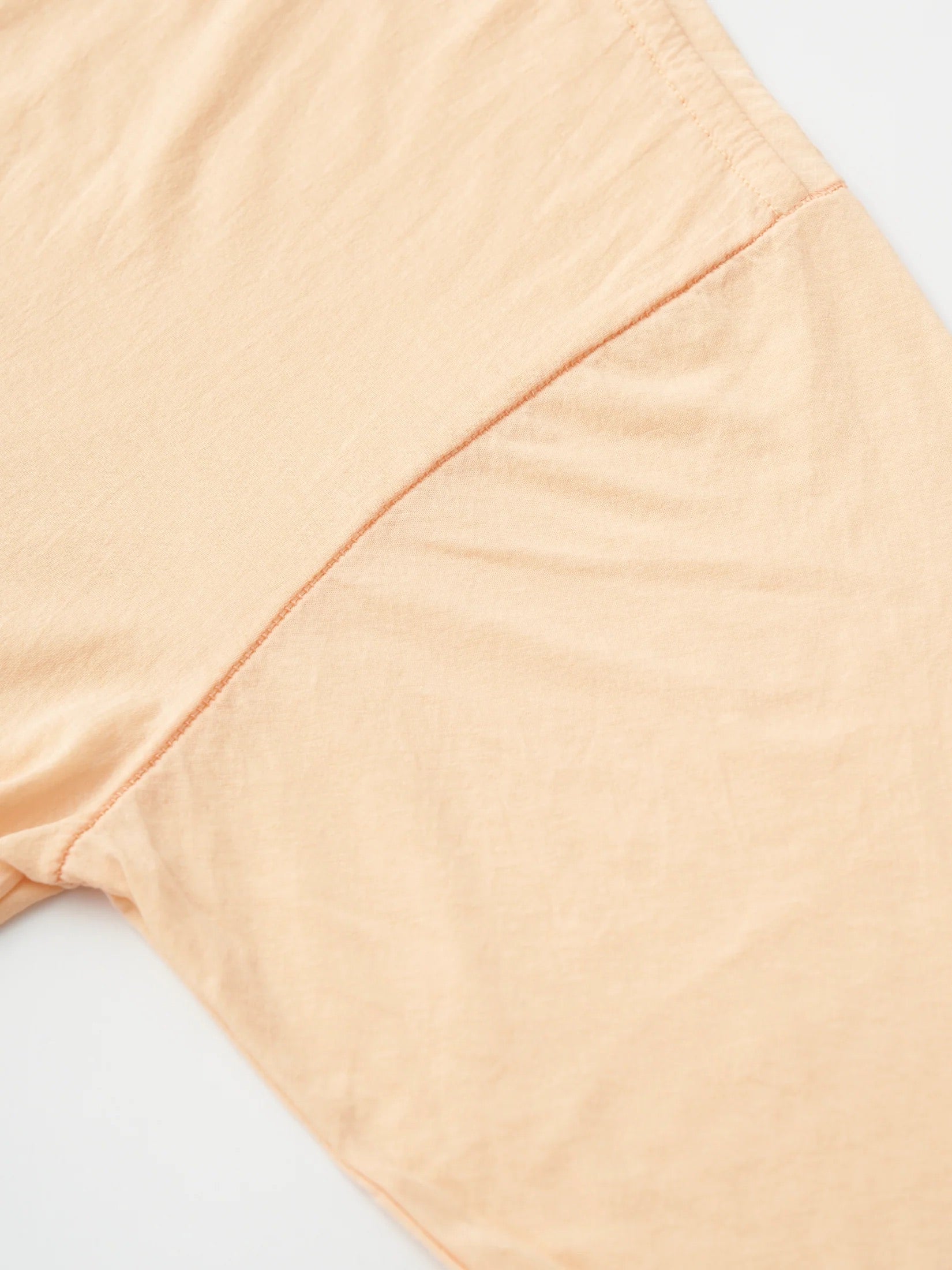 Unfil  twisted cotton sheer jersey long sleeve Tee, Light peach