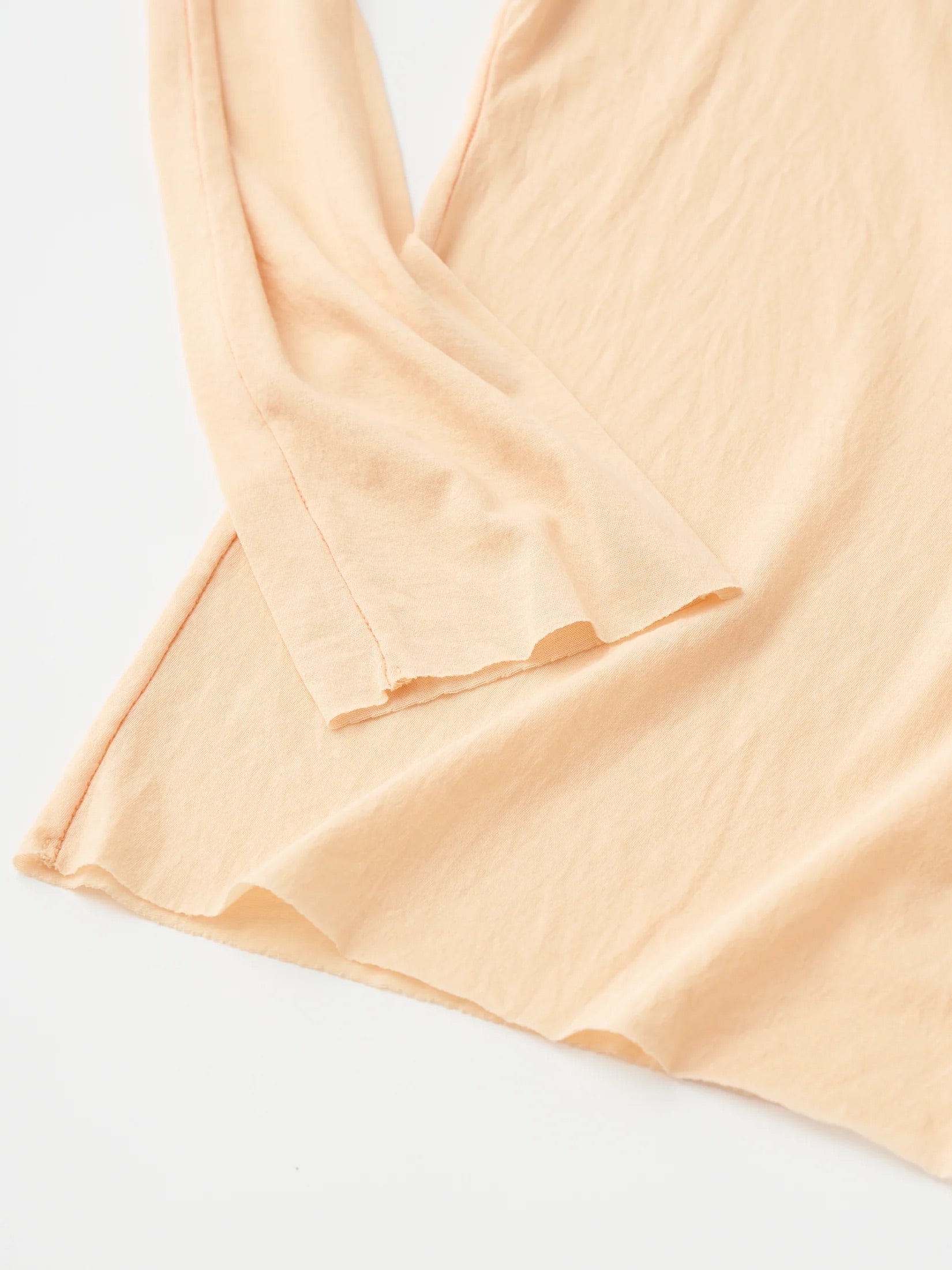 Unfil  twisted cotton sheer jersey long sleeve Tee, Light peach