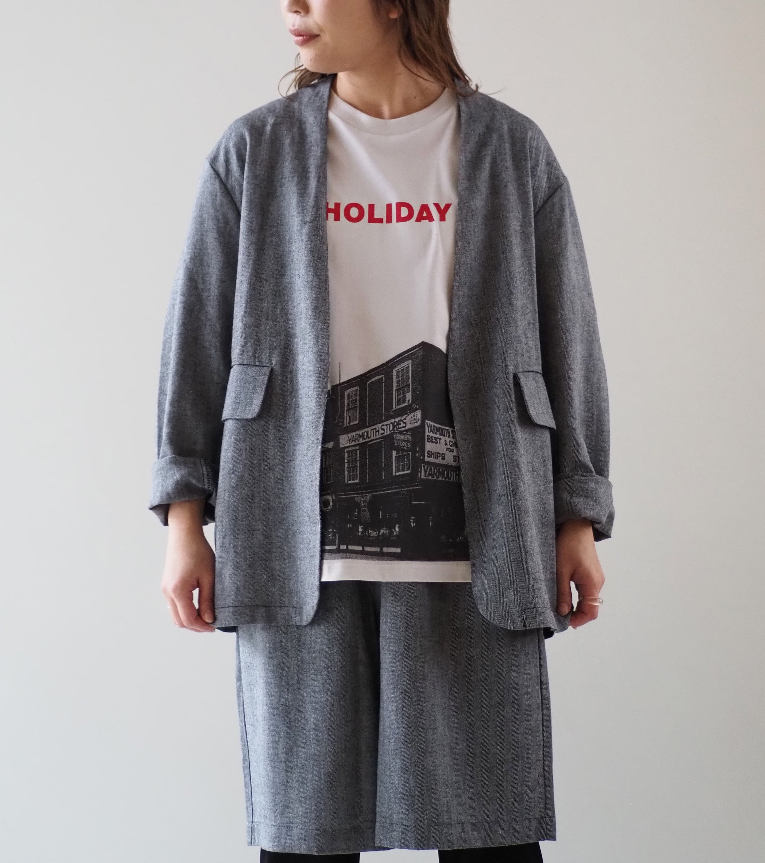Yarmo Oversized No Collar Work Jacket, Black