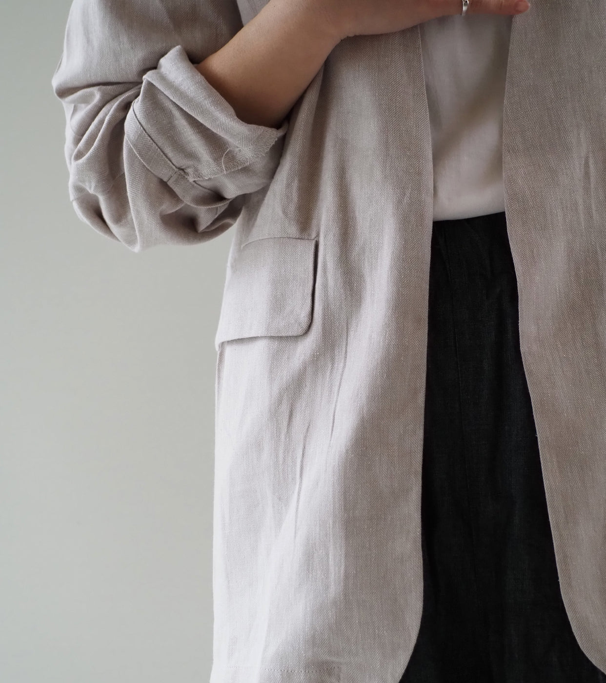 Yarmo Oversized No Collar Work Jacket, Beige