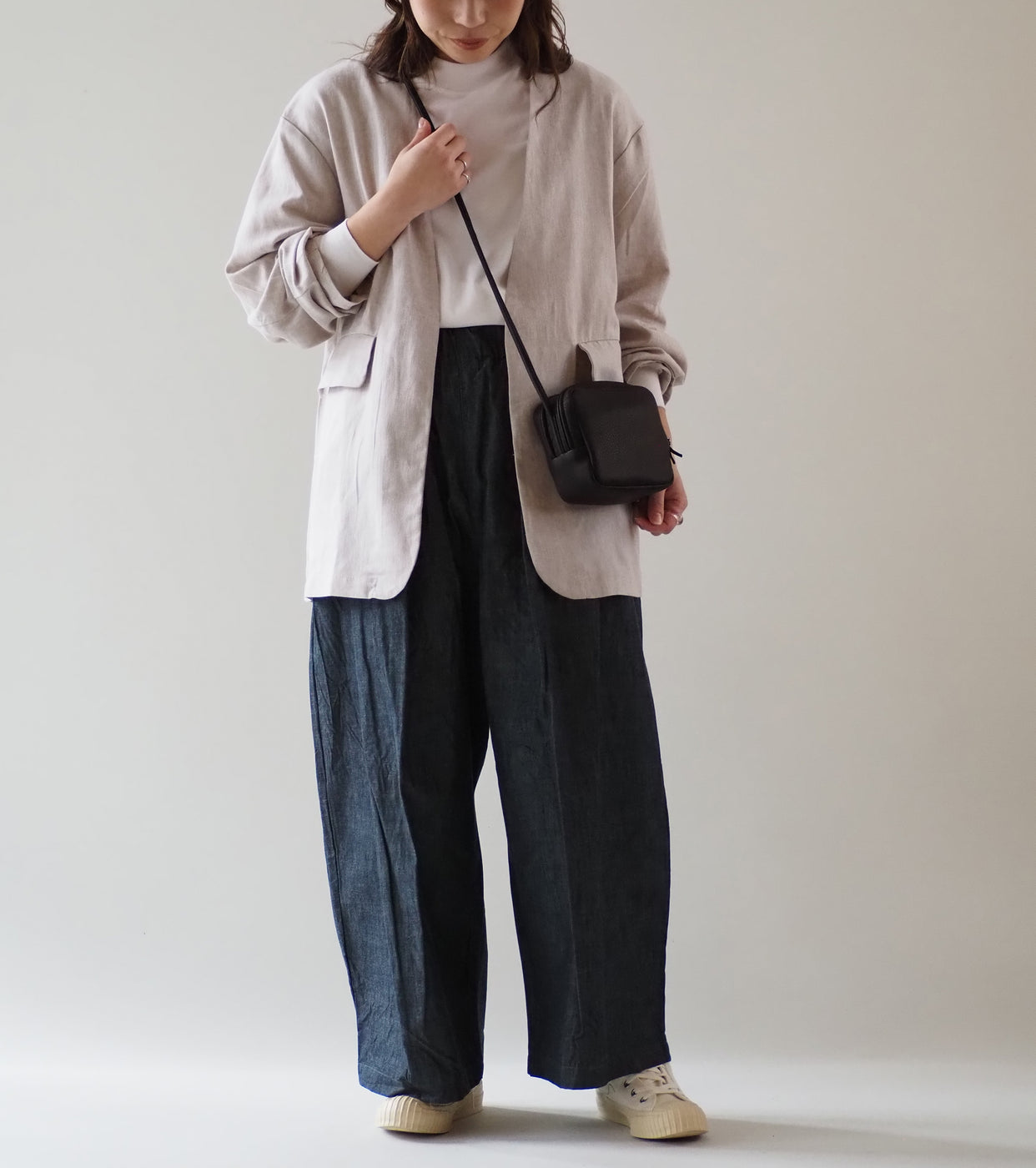 Yarmo Oversized No Collar Work Jacket, Beige