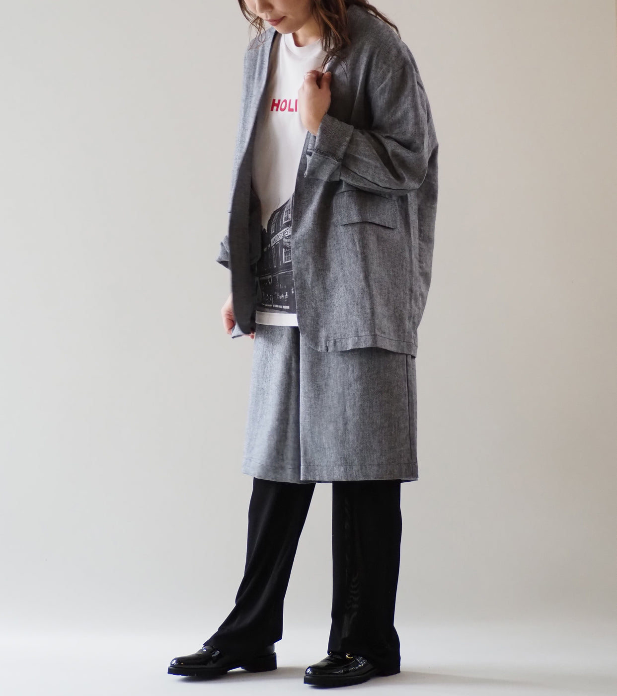 Yarmo Oversized No Collar Work Jacket, Black