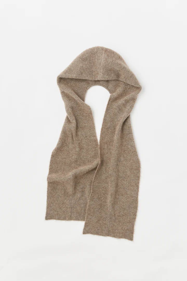 Unfil ストレッチ スーパーキッドモヘア フーデット ストール, Taupe Unfil ストレッチ スーパーキッドモヘア フーデット ストール, Taupe