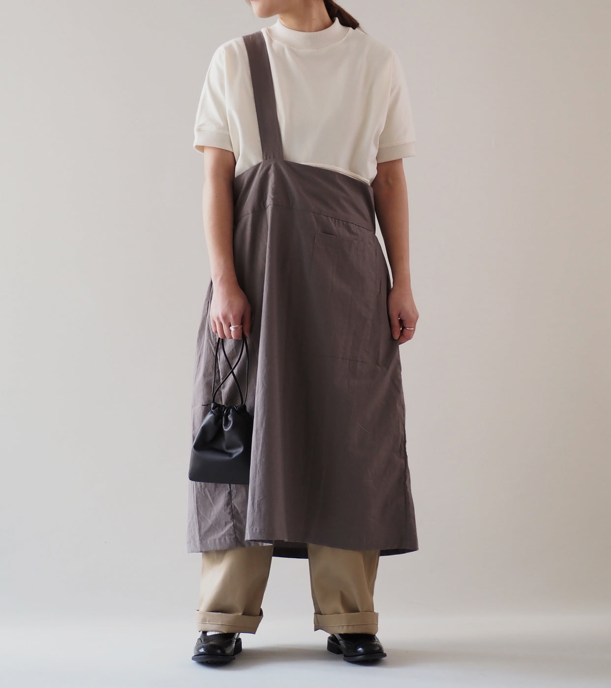 Yarmo One Shoulder Apron Skirt, Stone