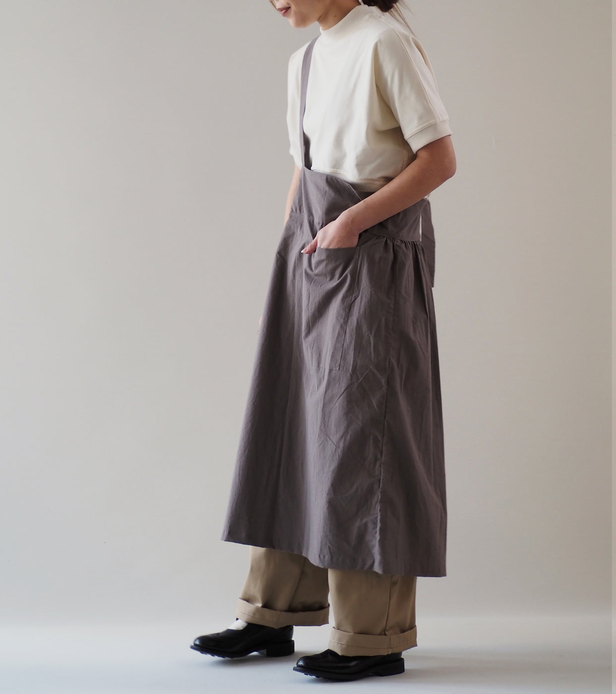 Yarmo One Shoulder Apron Skirt, Stone