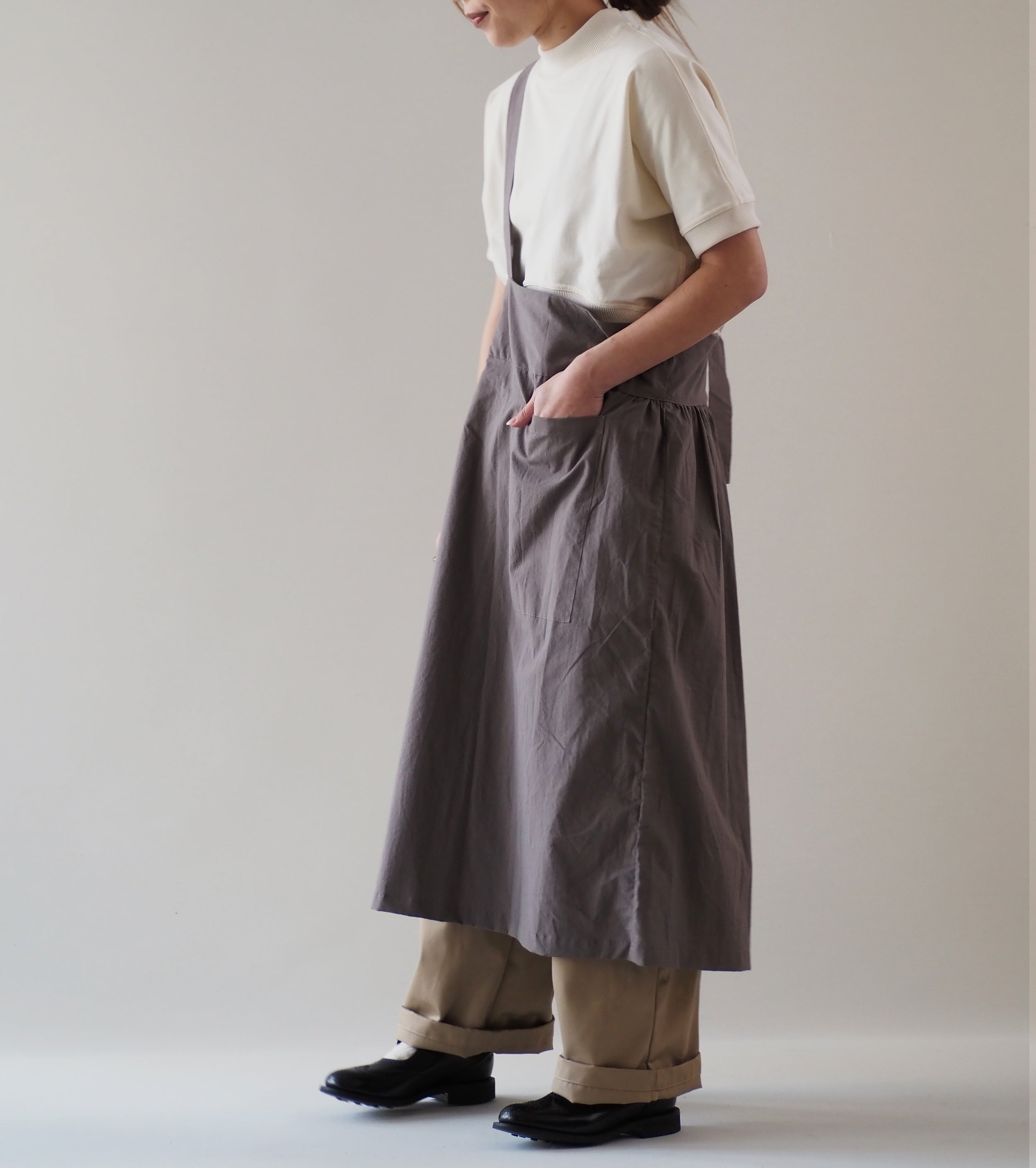 Yarmo One Shoulder Apron Skirt, Stone