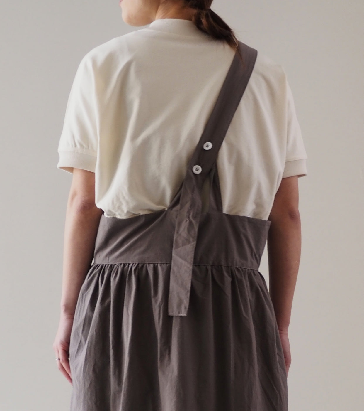 Yarmo One Shoulder Apron Skirt, Stone