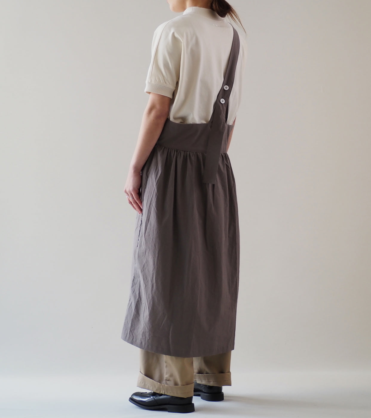 Yarmo One Shoulder Apron Skirt, Stone