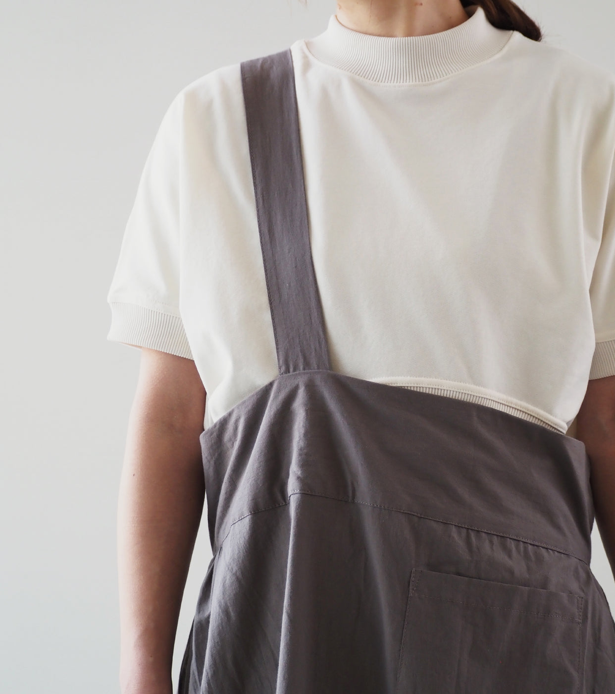 Yarmo One Shoulder Apron Skirt, Stone