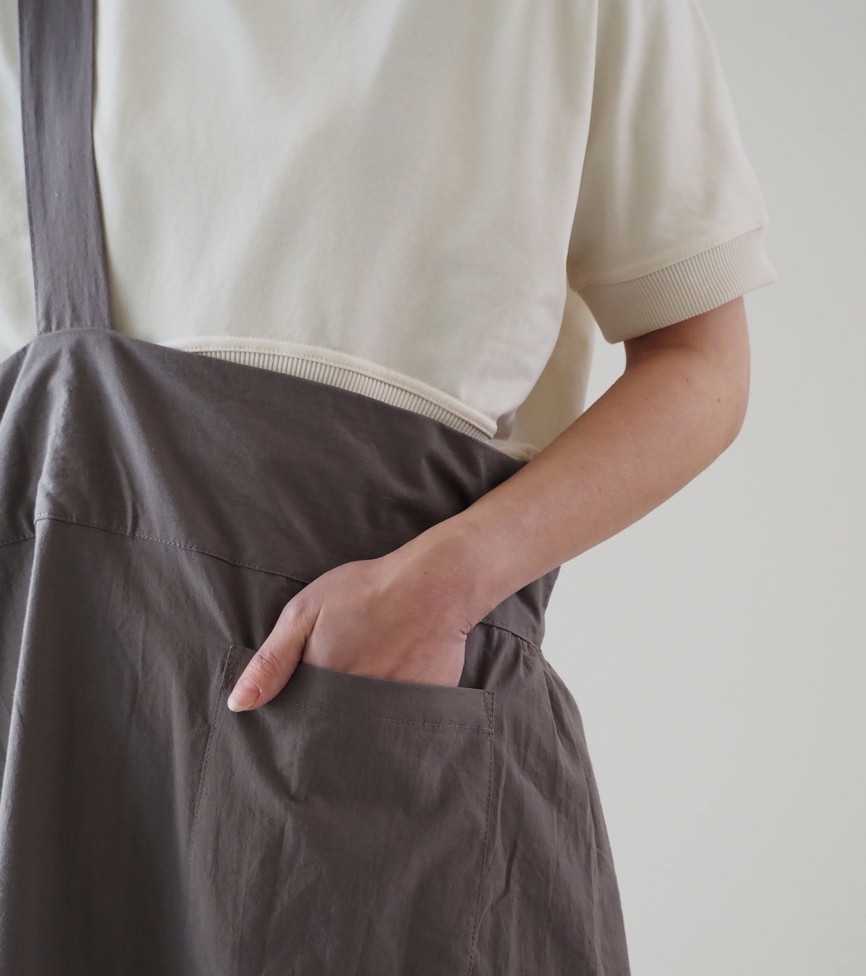 Yarmo One Shoulder Apron Skirt, Stone