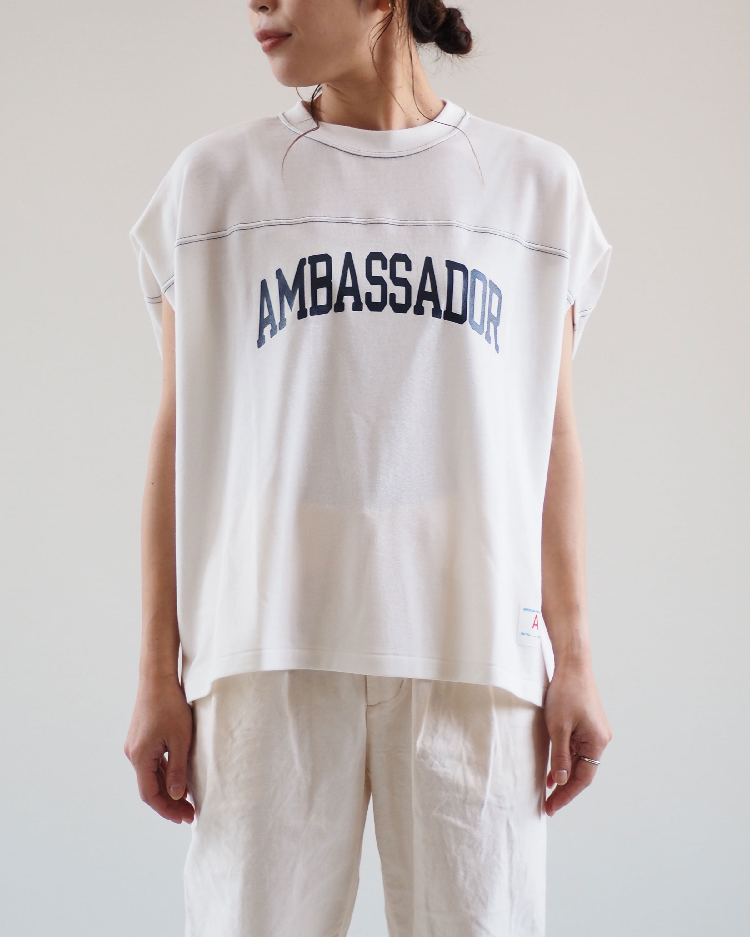 Sleeveless Short Football Tee, Off White