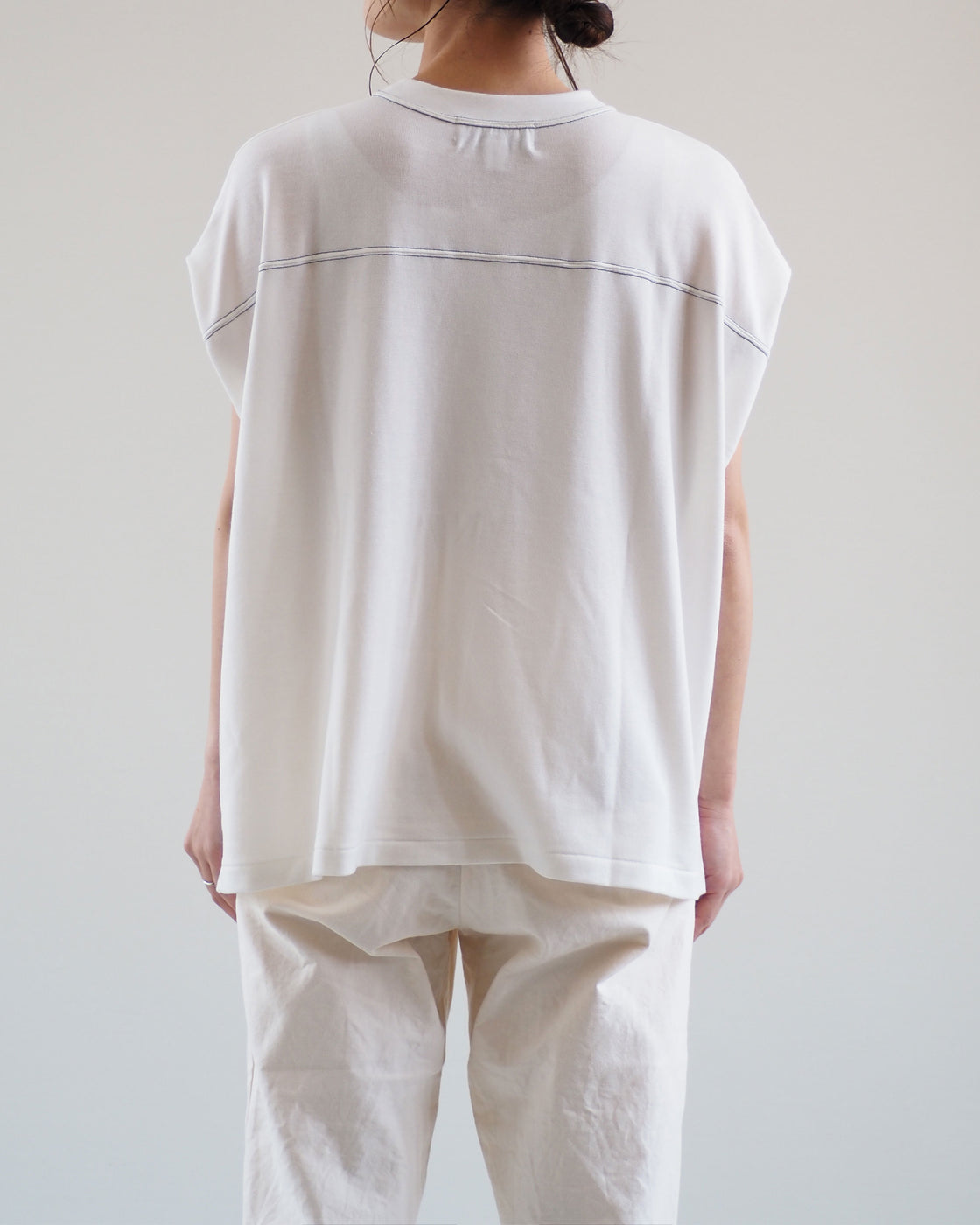 Sleeveless Short Football Tee, Off White